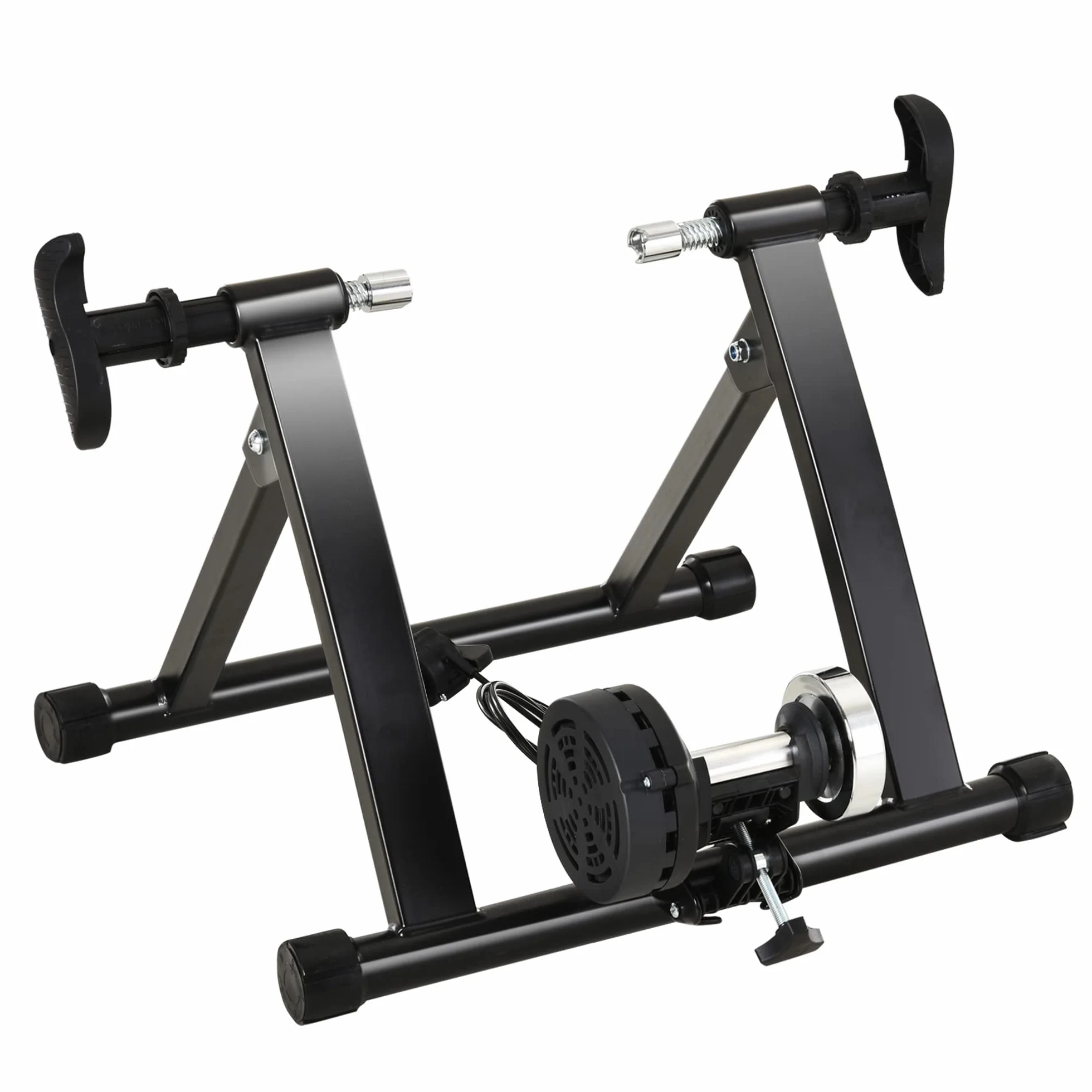 HOMCOM Rodillo de Bicicleta Entrenamiento Plegable con Resistencia Magnética Ajustable de 8 Niveles para Ruedas de 650C/700C o 26-28 Pulgadas para Interior 68x62,5x49 cm Negro