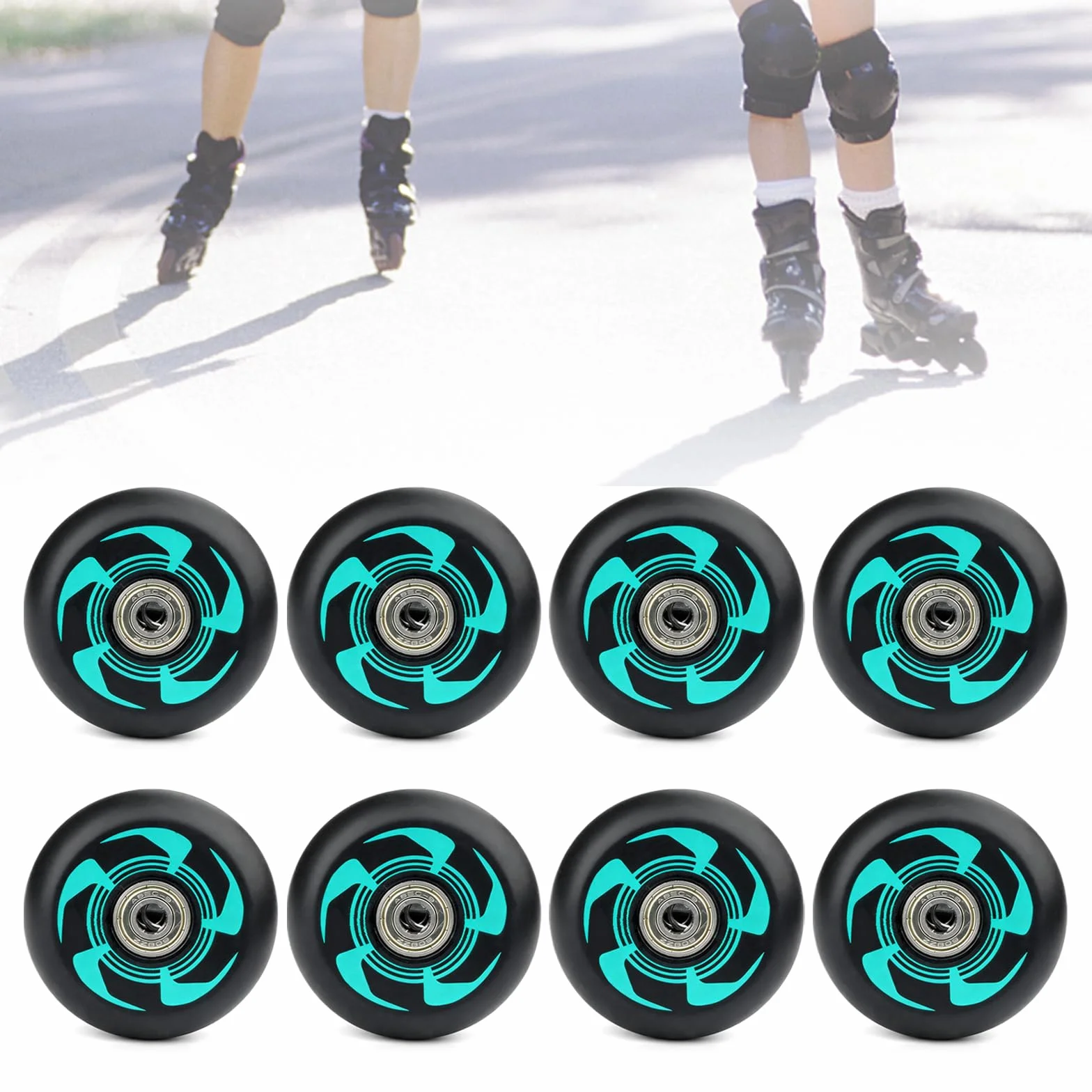 8 Piezas Ruedas Patin en Linea con Rodamiento ABEC9, 76mm/ 80mm Ruedas para Patines en Línea, Rueda de Repuesto para Patin en Linea Interior o Exterior para K2 Hudora Gonex Apollo (76mm)