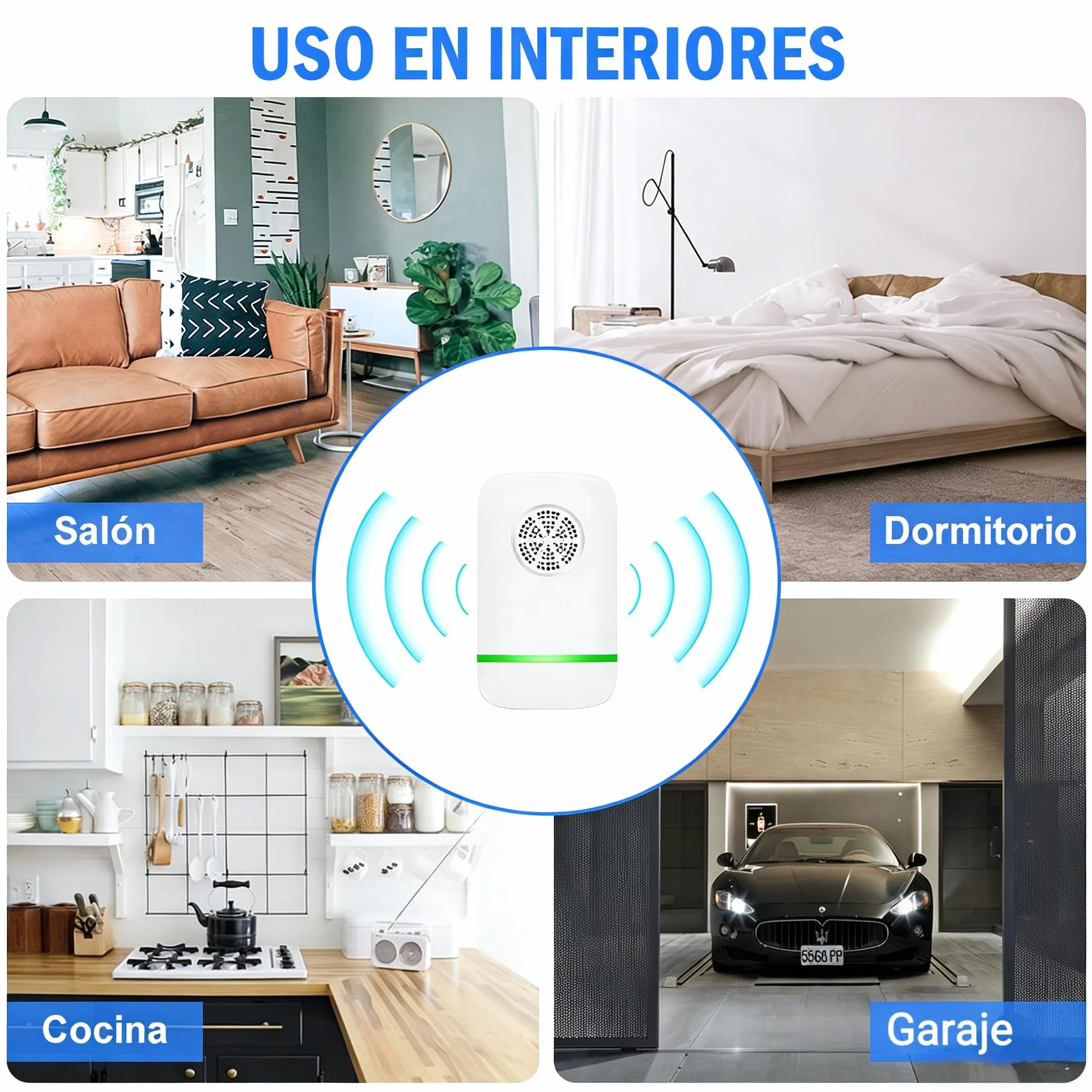 Repelente Ultrasónico de Plagas Electrónico Antimosquitos Control Mosquitos Hormigas Cucarachas Moscas Arañas Chinches Ahuyentador Ratas Ratones Interiores 2 Piezas