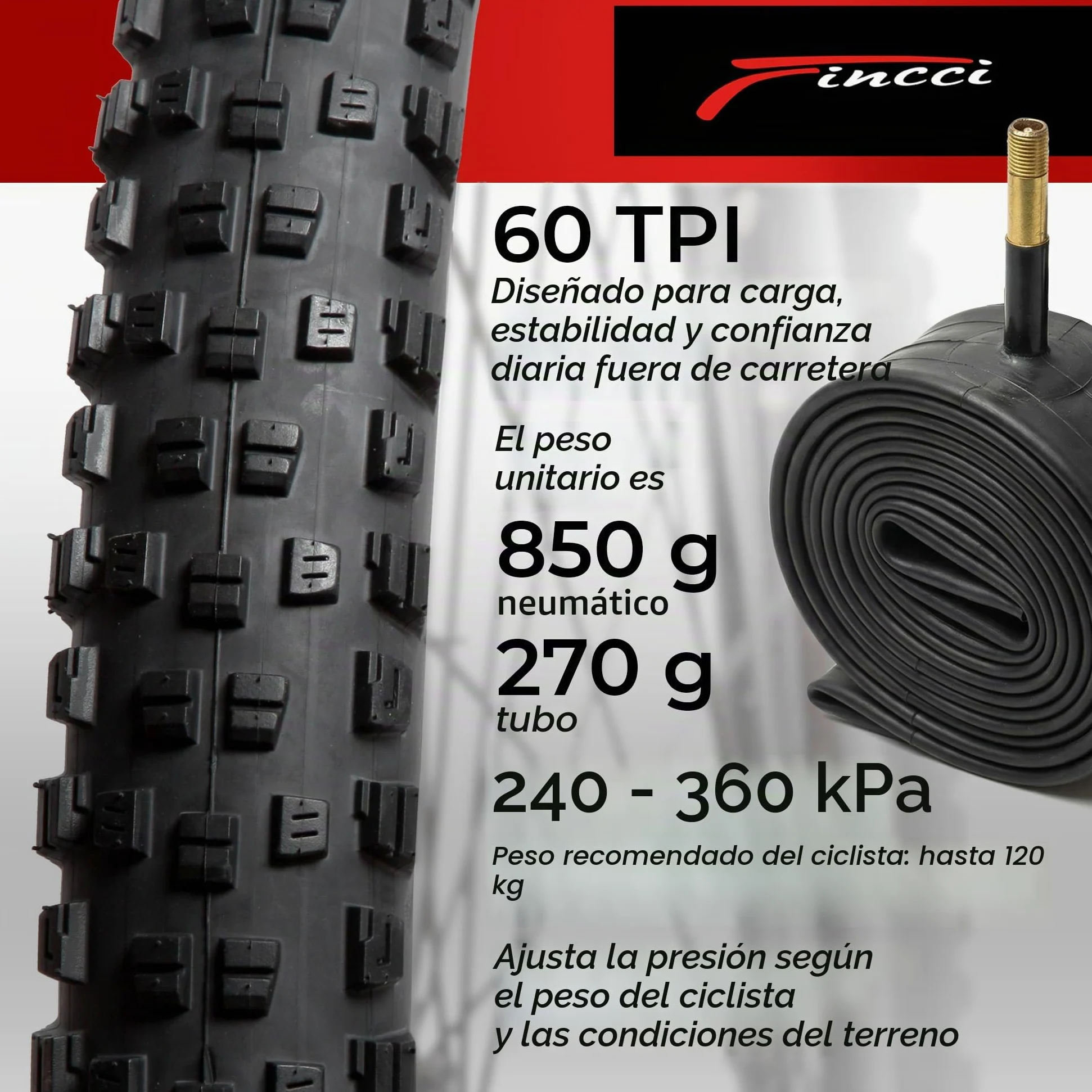 Fincci Cubiertas MTB 29 x 2.25 Pulgadas con 2 Camara de Aire 57-622 - Neumáticos Plegable 29 con 1mm Antipinchazos para Adulto, Gravel, Montaña, Eléctrica, Mountain Bike y Bicicleta Carretera