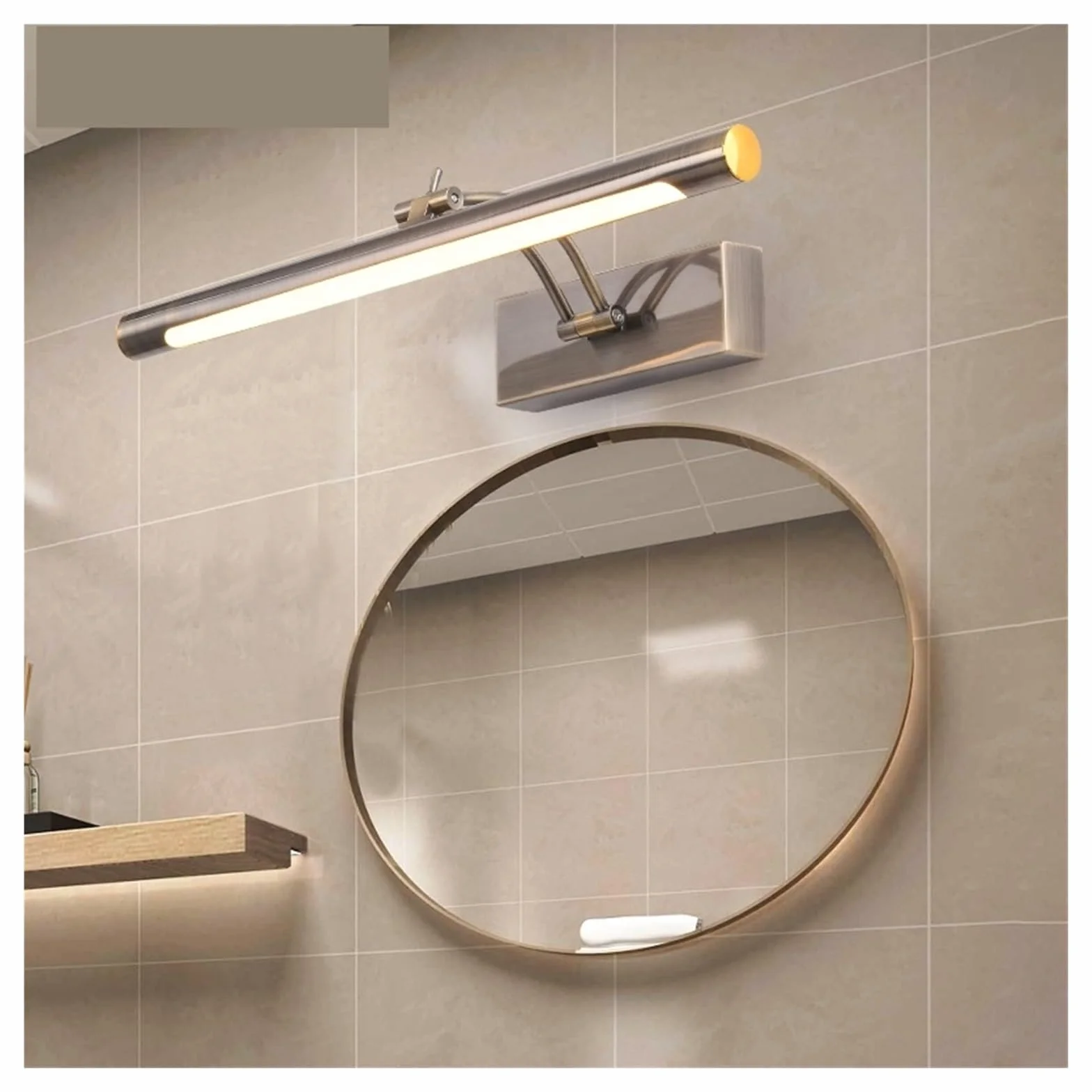 Lámpara de pared LED moderna acero inoxidable resistente al agua L40/55/70CM con interruptor para baño