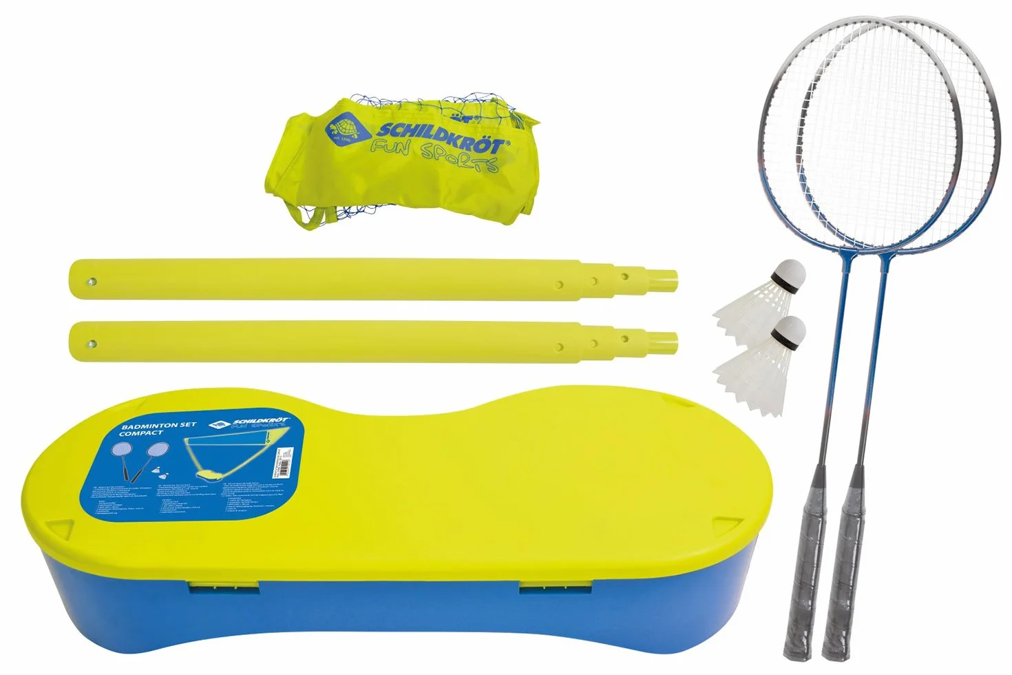 Schildkröt Set de Bádminton Compact, Red, 2 Raquetas, 2 Volantes, Estuche de Plástico