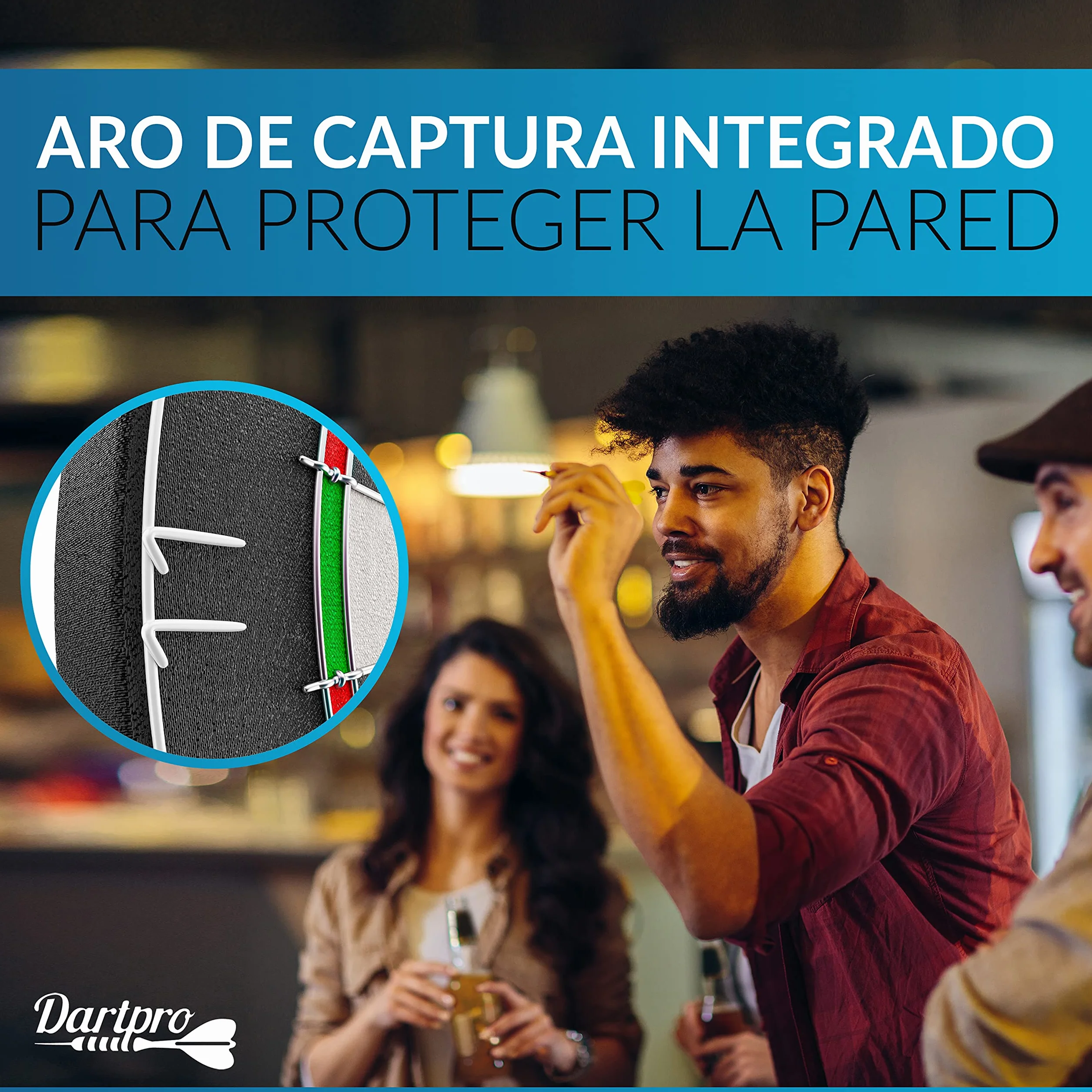 Diana de Sisal Autoreparable DartPro con 6 Dardos Profesionales