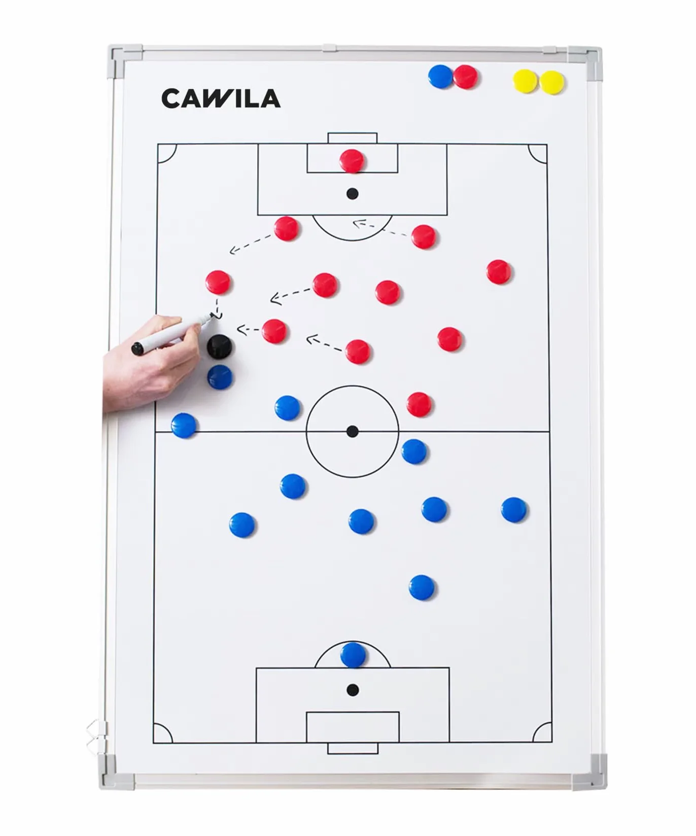 Cawila Pizarra táctica de fútbol con imanes, bolígrafo, limpiaparabrisas y bolsa, tamaño: 60 x 90 cm