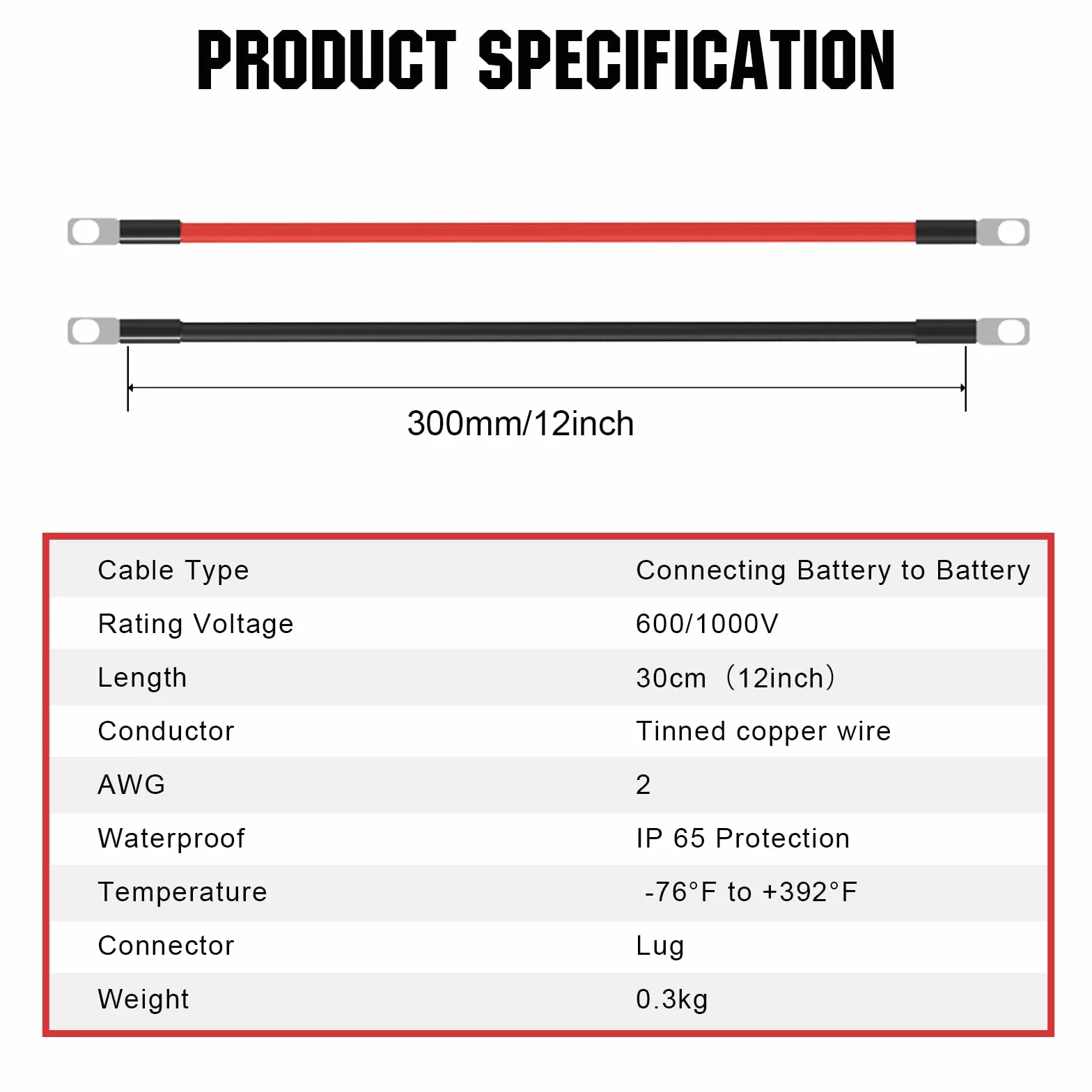 ECO-WORTHY Super 35 Cable de Batería Plana para Coche
