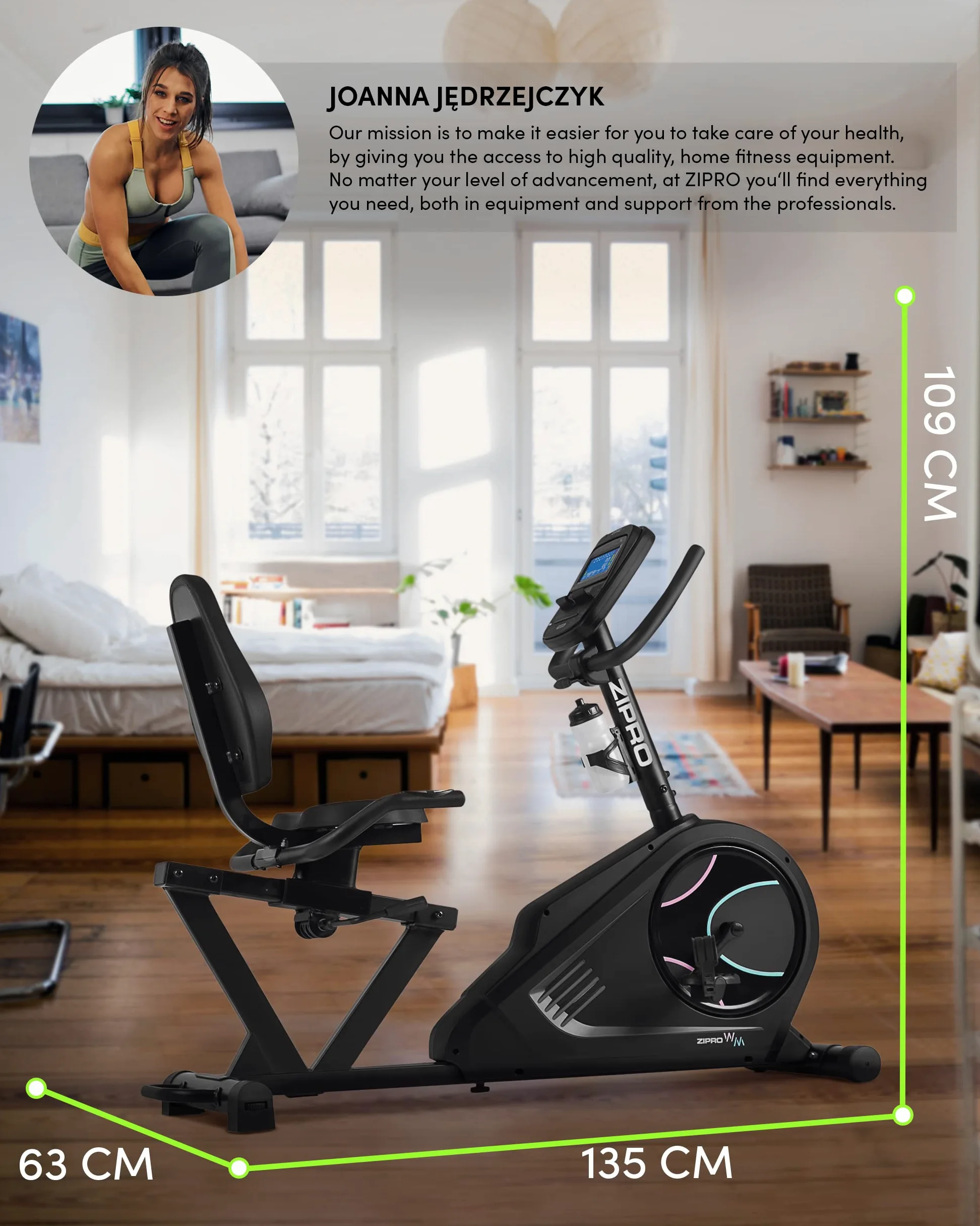 Zipro Bicicleta de entrenamiento en casa Iconsole+ Glow, Bicicletas estáticas, Bicicleta magnética de entrenamiento, Bicicleta ergométrica 150kg, Bicicleta de interior, Bicicleta de entrenamiento