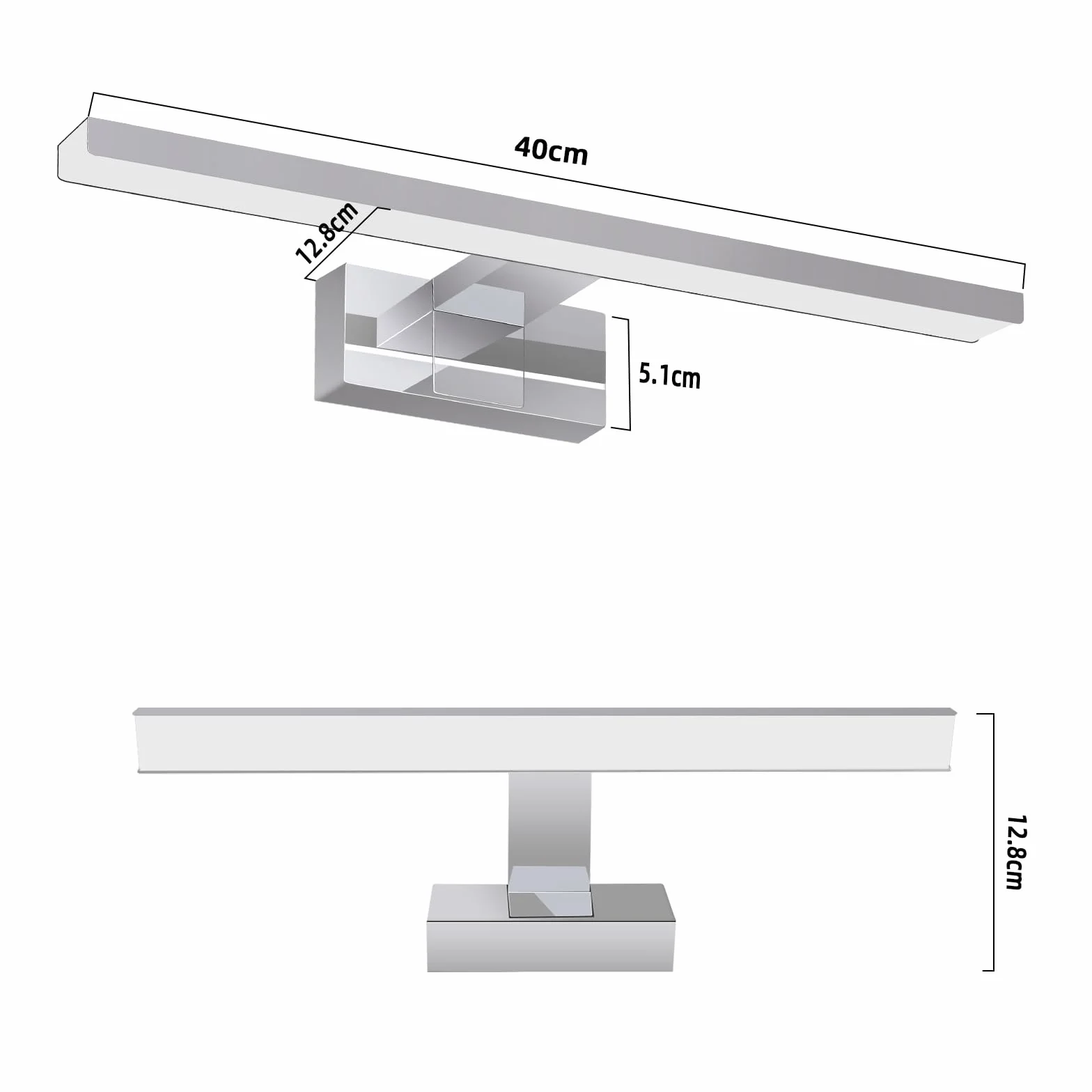 Homefire Luz de pared LED 8W 40cm Cromo IP44 4000K para espejo de baño