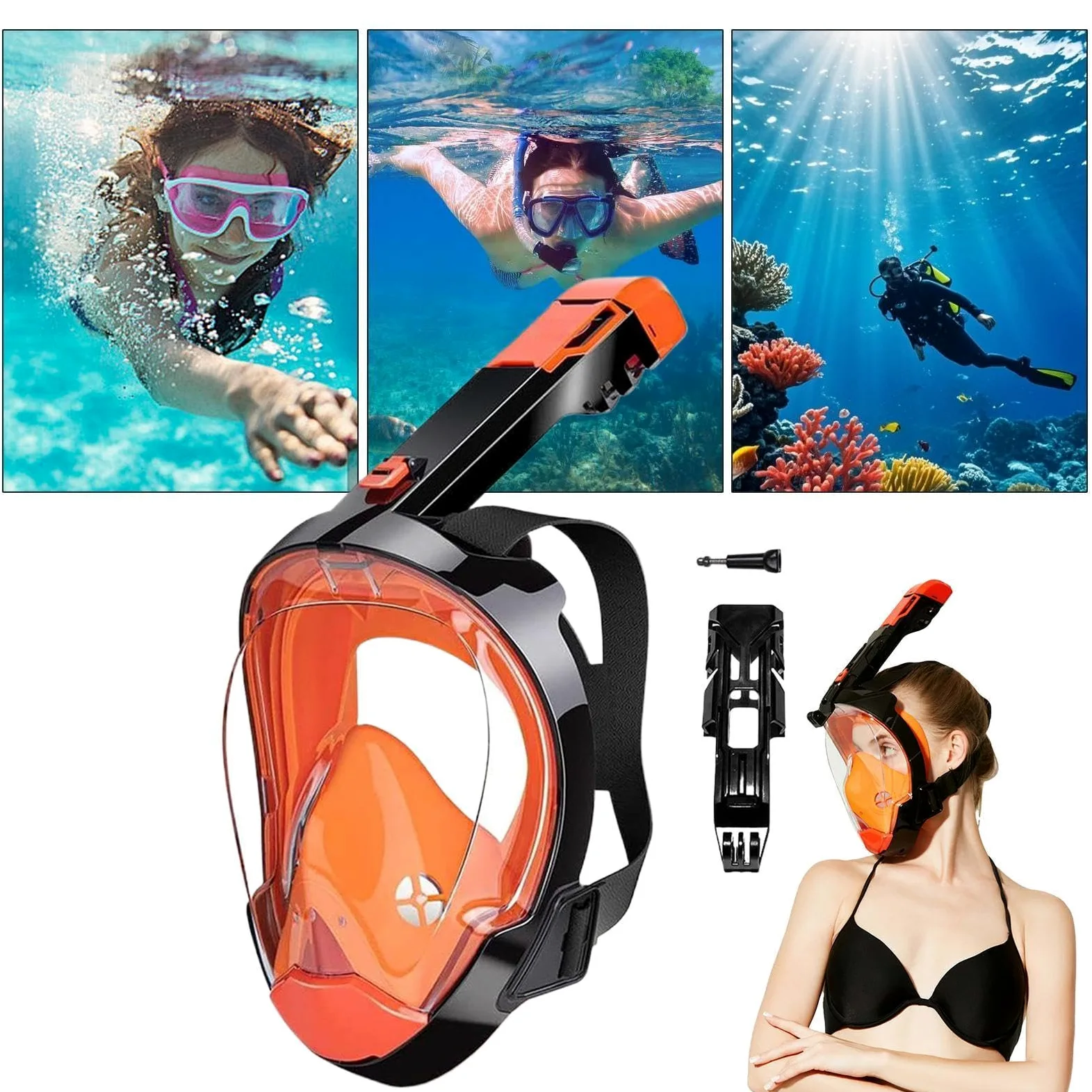Full Face Snorkel Cover - Dry Top Airflow Technology, Wide Vision Lens, Ergonomic Silicone Seal, Easy Breathing Safety Design | Snorkeling Adventure, Beach Diving, Exploration, Outdoor