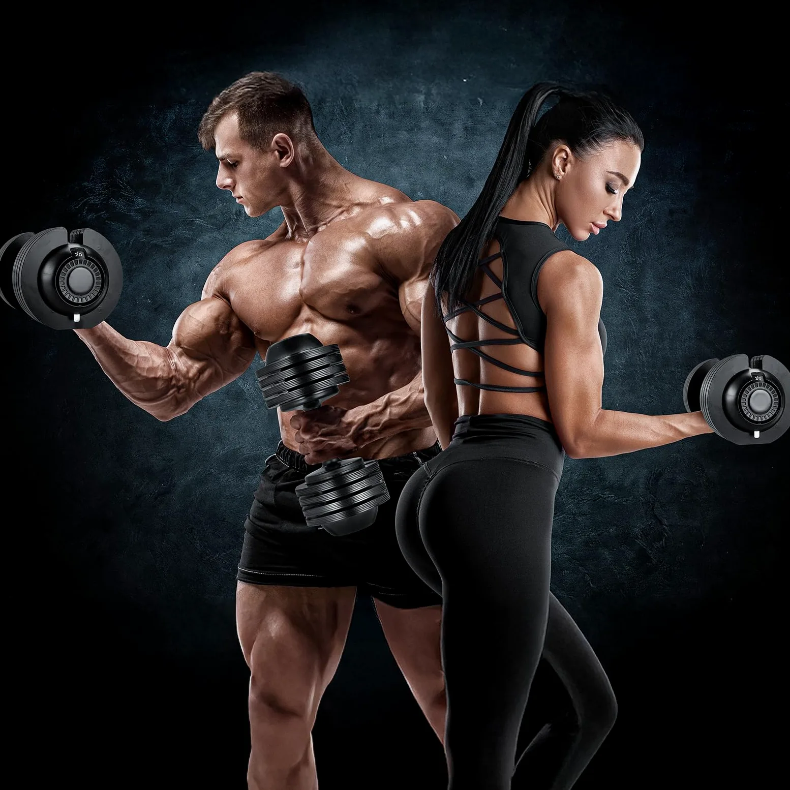 Mancuerna Ajustable 10kg 20kg 24kg, 5 Pesos ajustables, Entrenamientos de musculación indoor, Agarre ergonómico, Para gimnasio o hacer deporte en casa