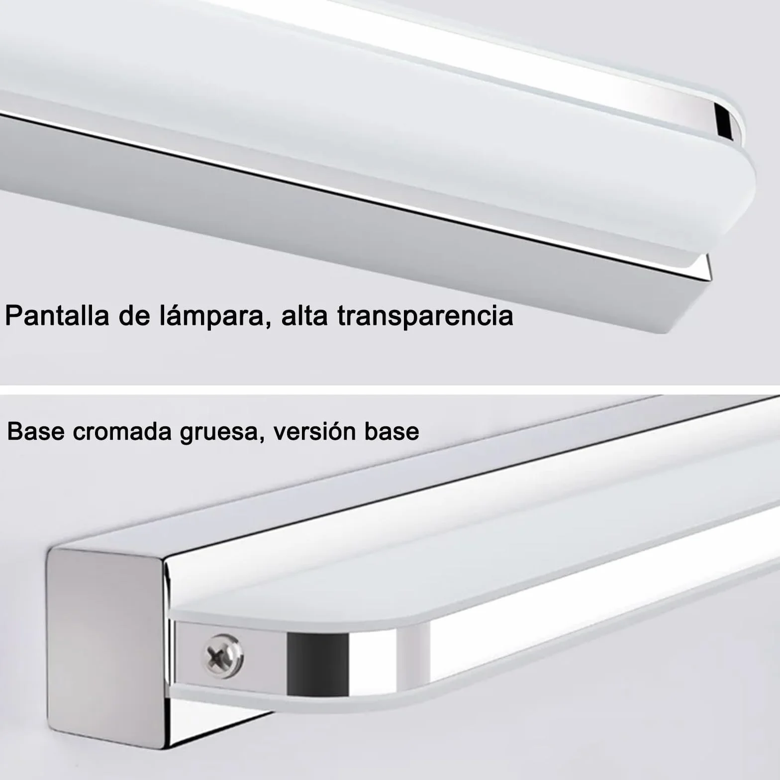 Lámpara de Pared LED IP44 42cm 9W Acero Inoxidable Espejo de Baño Blanco