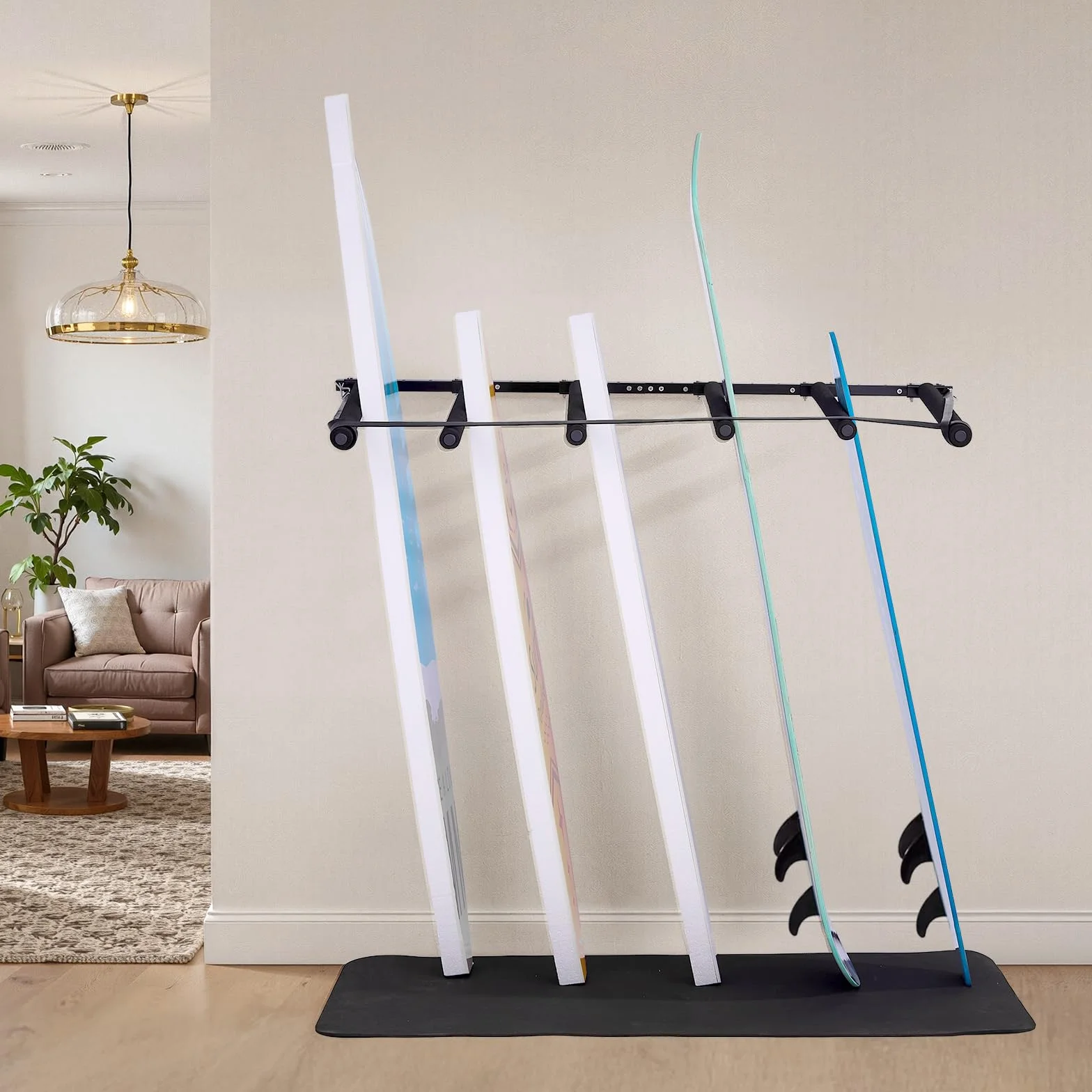 VEVOR Soporte de Pared para Tablas de Surf de 5 Niveles, Organizador Ajustable Negro