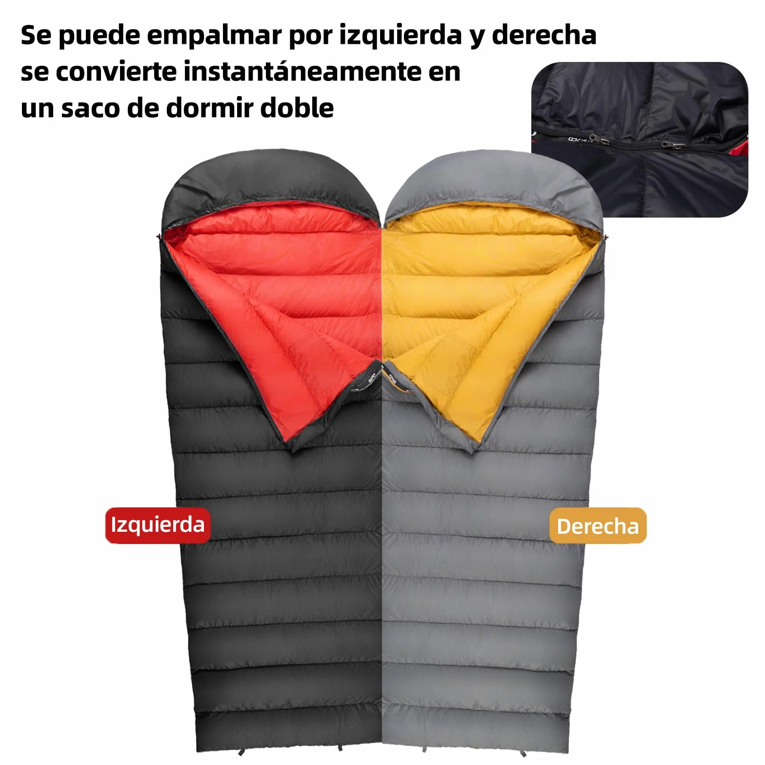 Saco de Dormir de Invierno -20 Grados, con plumón de 620 FP Premiumcálido Saco de Dormir de plumón para Clima frío Extremo, Camping, Senderismo y montañismo