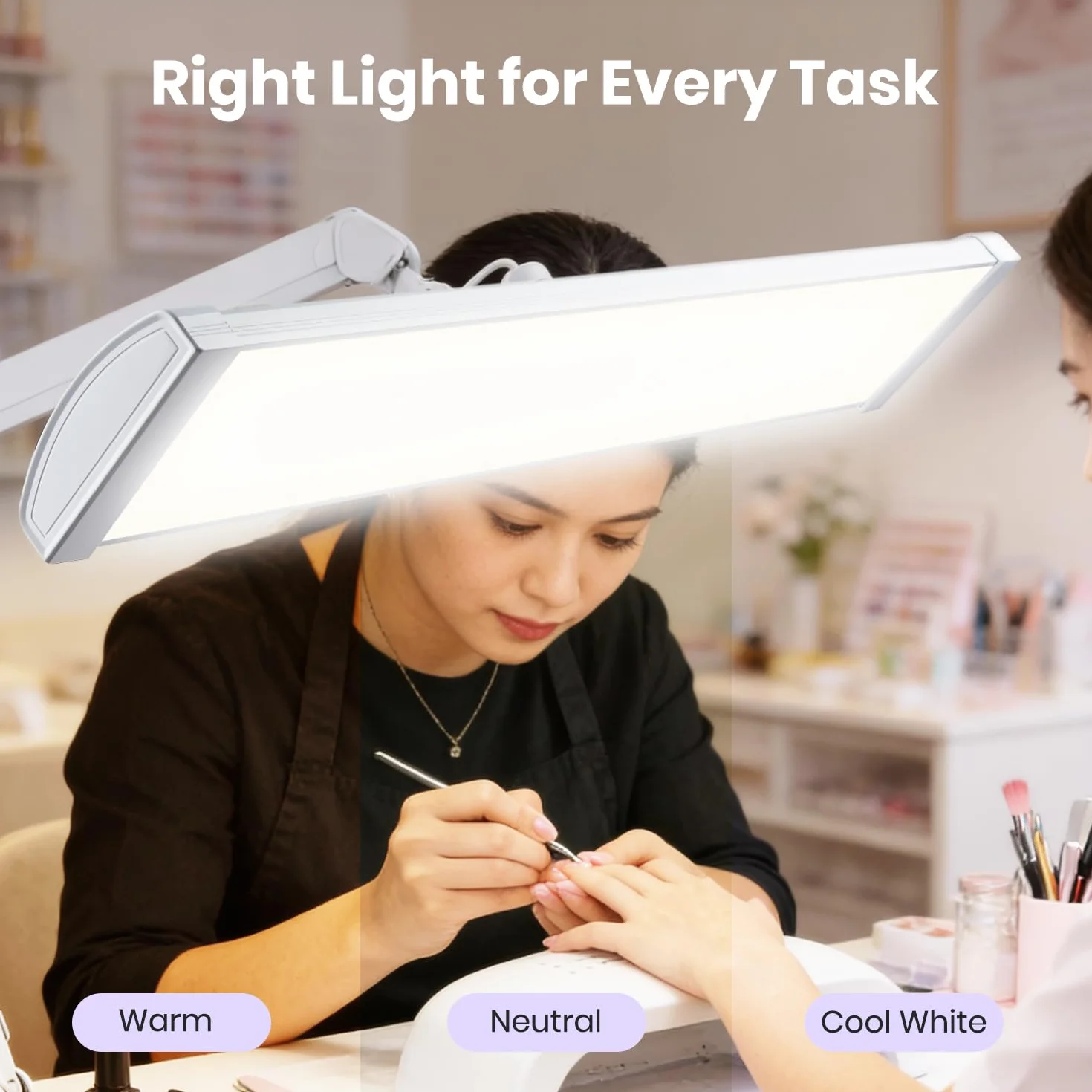 Neatfi Ultra LEDLámpara de Escritorio, regulable, 45W, lámpara de tarea que cuida los ojos para lectura, manualidades (Blanco)