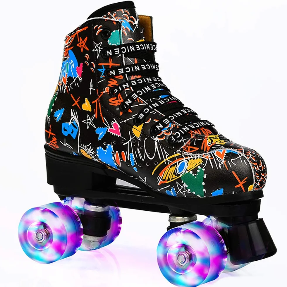 Patines LED 4 Ruedas Top Alto Clásico Adulto Diseño Graffiti
