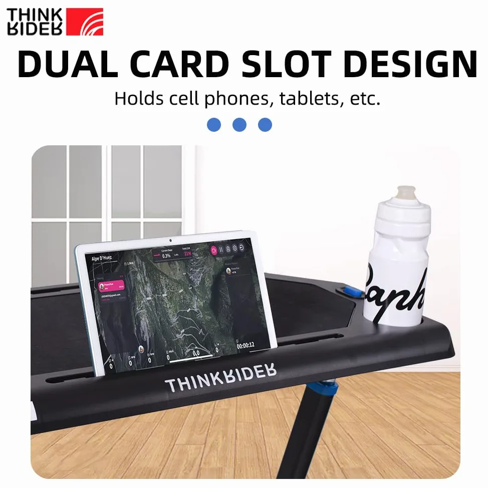 ThinkRider Mesa de bicicleta ajustable – Carrito para ordenador portátil para bicicleta estática o bicicleta – Entrenamiento mientras trabajas o viendo la televisión, mesa de pie
