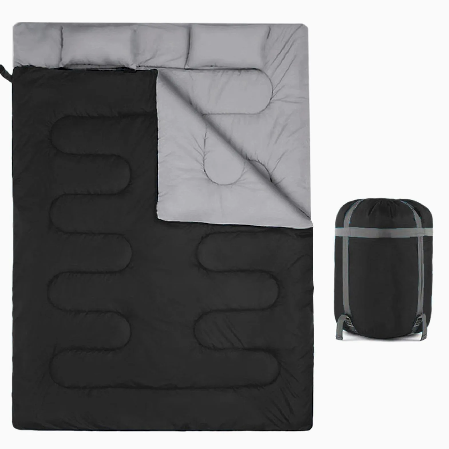 Sacos de dormir para adultos 2 personas | Compacto tipo envolvente Camping Saco de dormir | Manta para acampar Invierno Verano Senderismo Deportes Al Aire Libre Viajes Mujeres Hombres