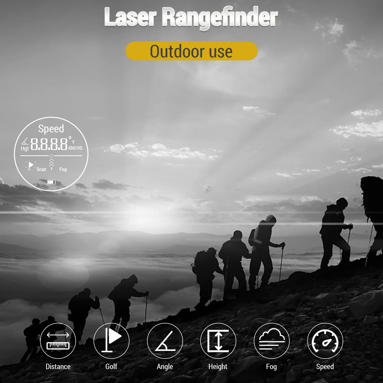 Lixada Telémetro para Golf Telescopio Monocular los 600M/800M/1000M de la Medida de la Caza de Digitaces del Telémetro del Golf