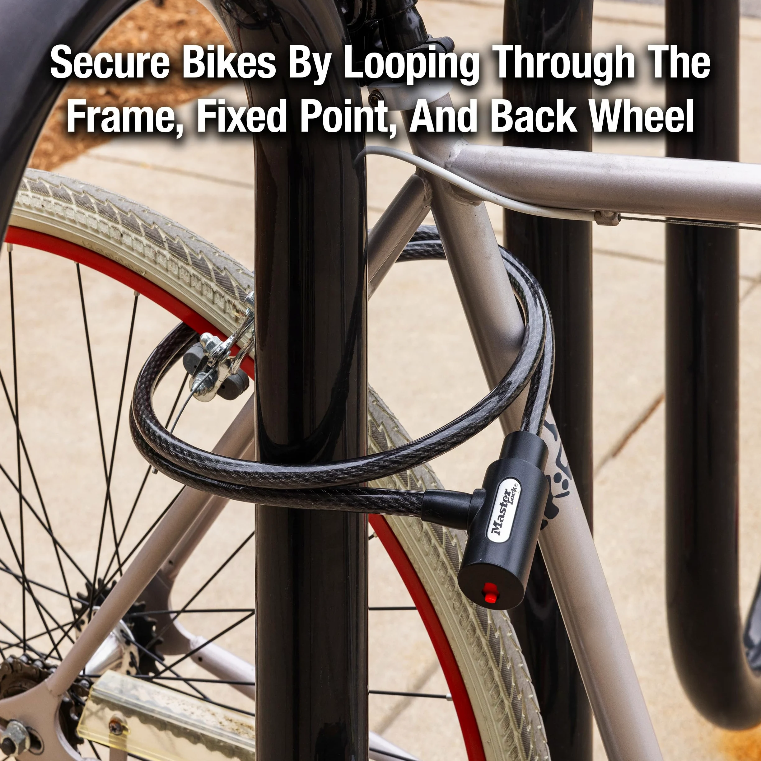 Master Lock 8364DCC Candado de bicicleta con llave, 1,5 m de largo