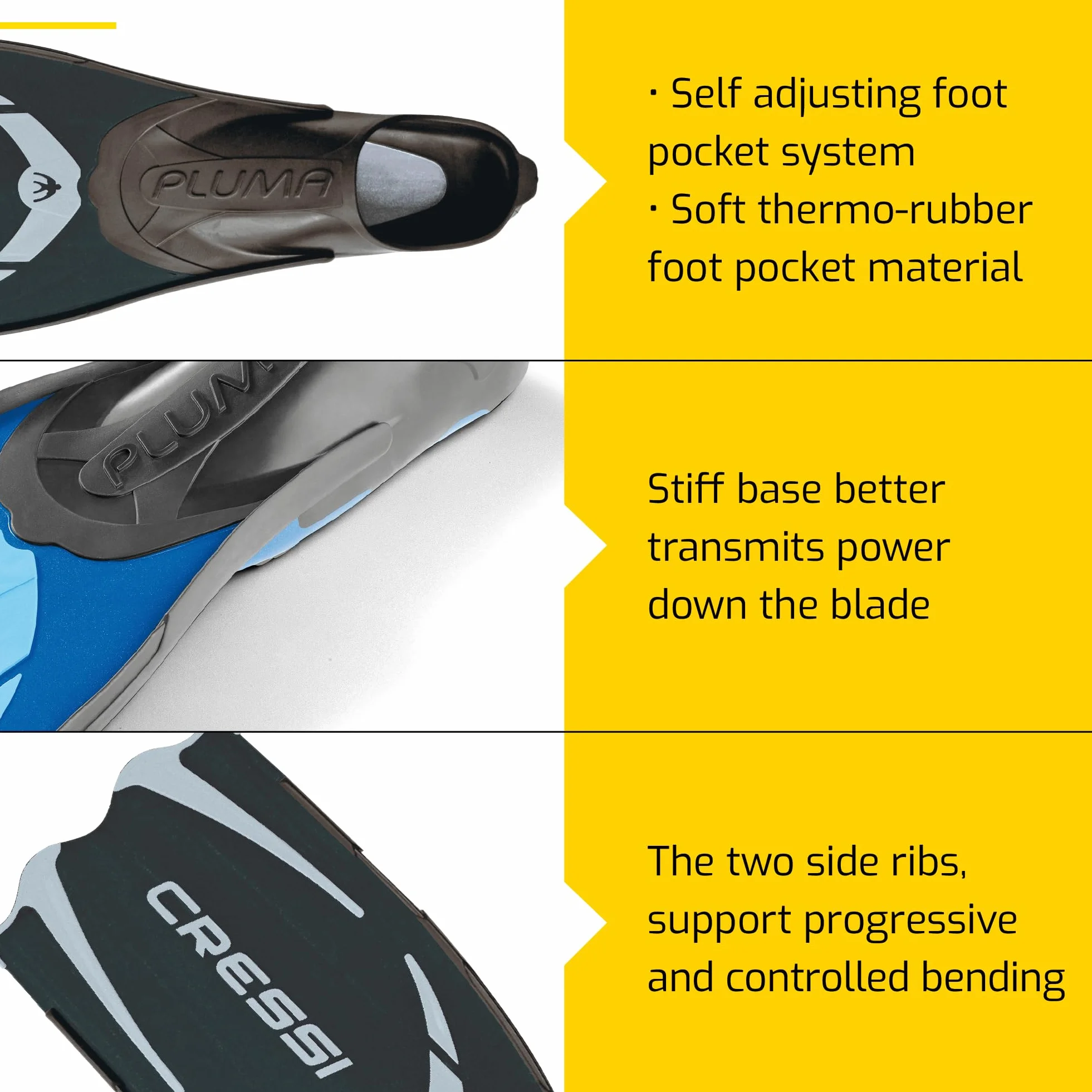 Cressi Pluma Fins - Aletas Unisex Buceo, apnea, esnórquel, para Adultos
