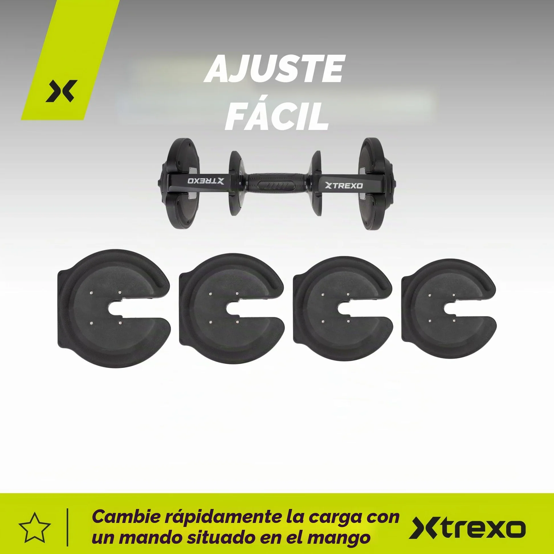 TREXO Mancuerna 18|24|32|40 kg con Pomo de Ajuste de Peso Mancuerna de Hierro para Fitness con Mango Ergonómico Antideslizante
