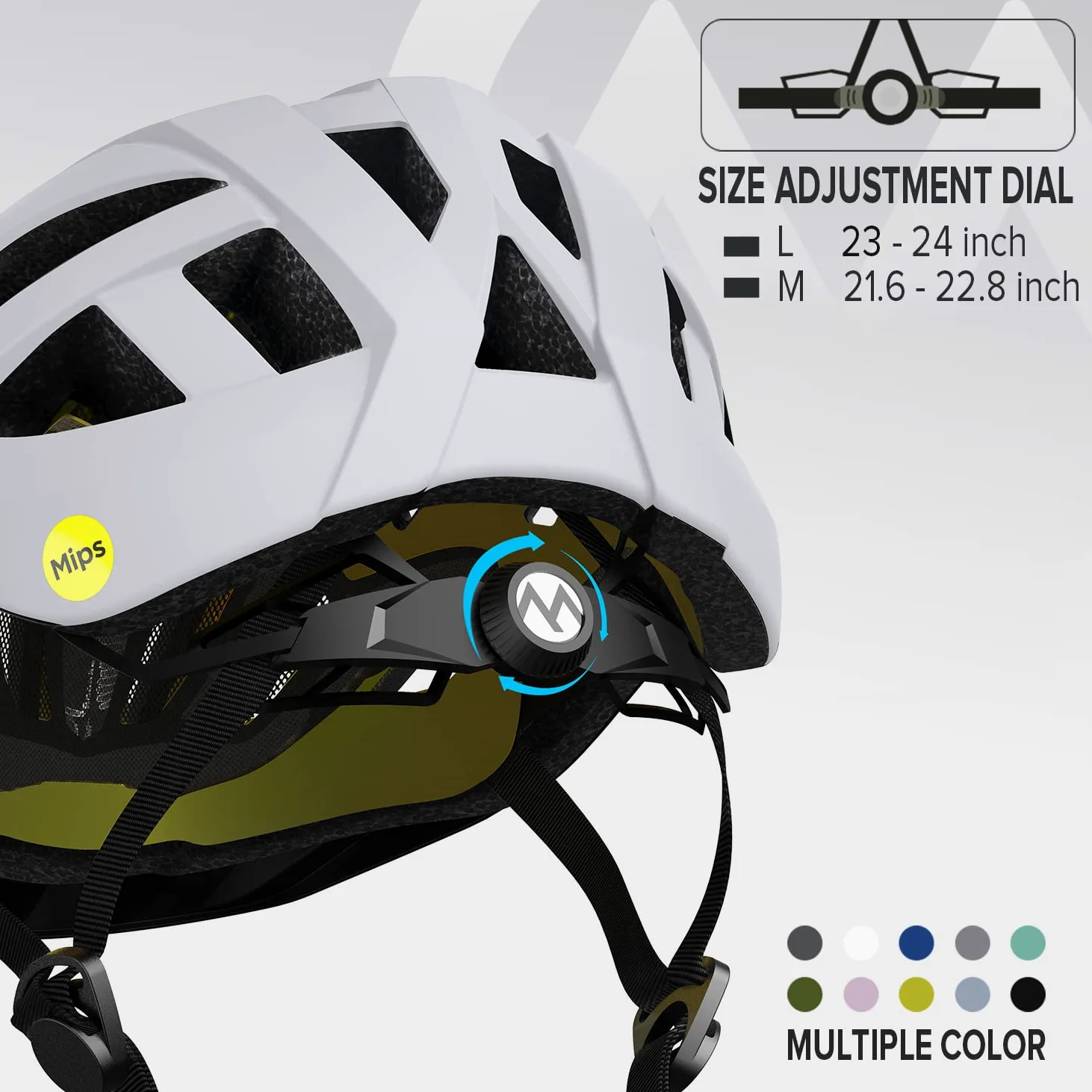 Outdoor Master - Casco de bicicleta para hombre y mujer – Modelo GEM con sistema MIPS, 25 tomas de aire, visera extraíble – Ajuste ajustable – Excelente para ciclismo y monopatín