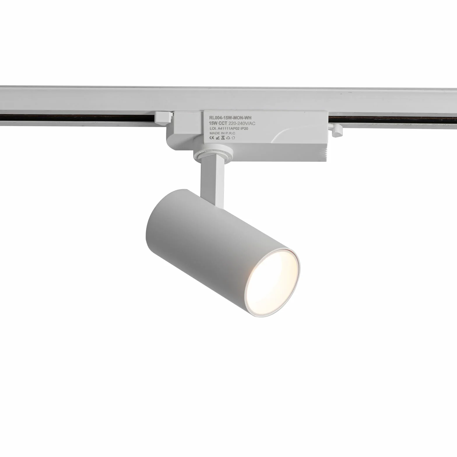 Alpinaluz Foco LED Carril Monofásico 15W 1500lm CCT Seleccionable 2700K-4000K-6000K Orientable Blanco Mate 40°