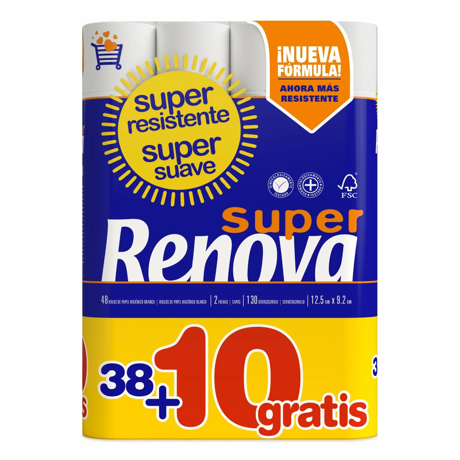 Renova Papel Higiénico Blanco 38+10 Unidades