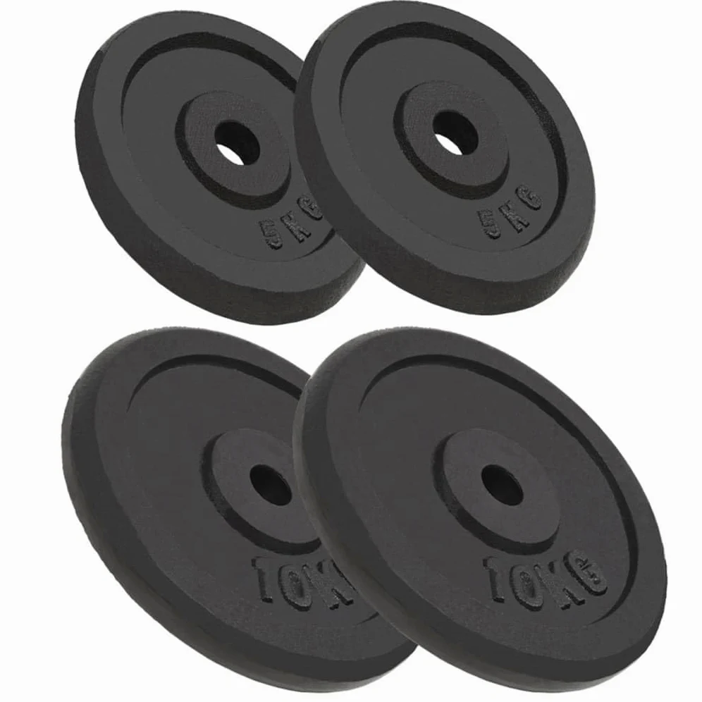 Sporting Goods - Placas de pesas para ejercicios y fitness, 4 unidades, 2 x 10 kg + 2 x 5 kg, hierro fundido