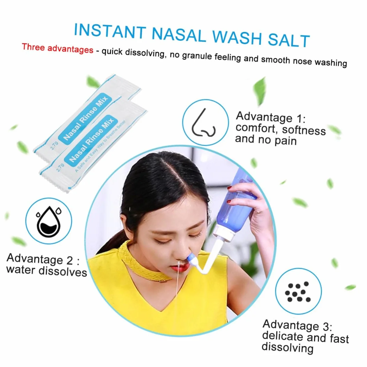 Hohopeti Paquetes de Sal para Enjuague Nasal 40 Sobres