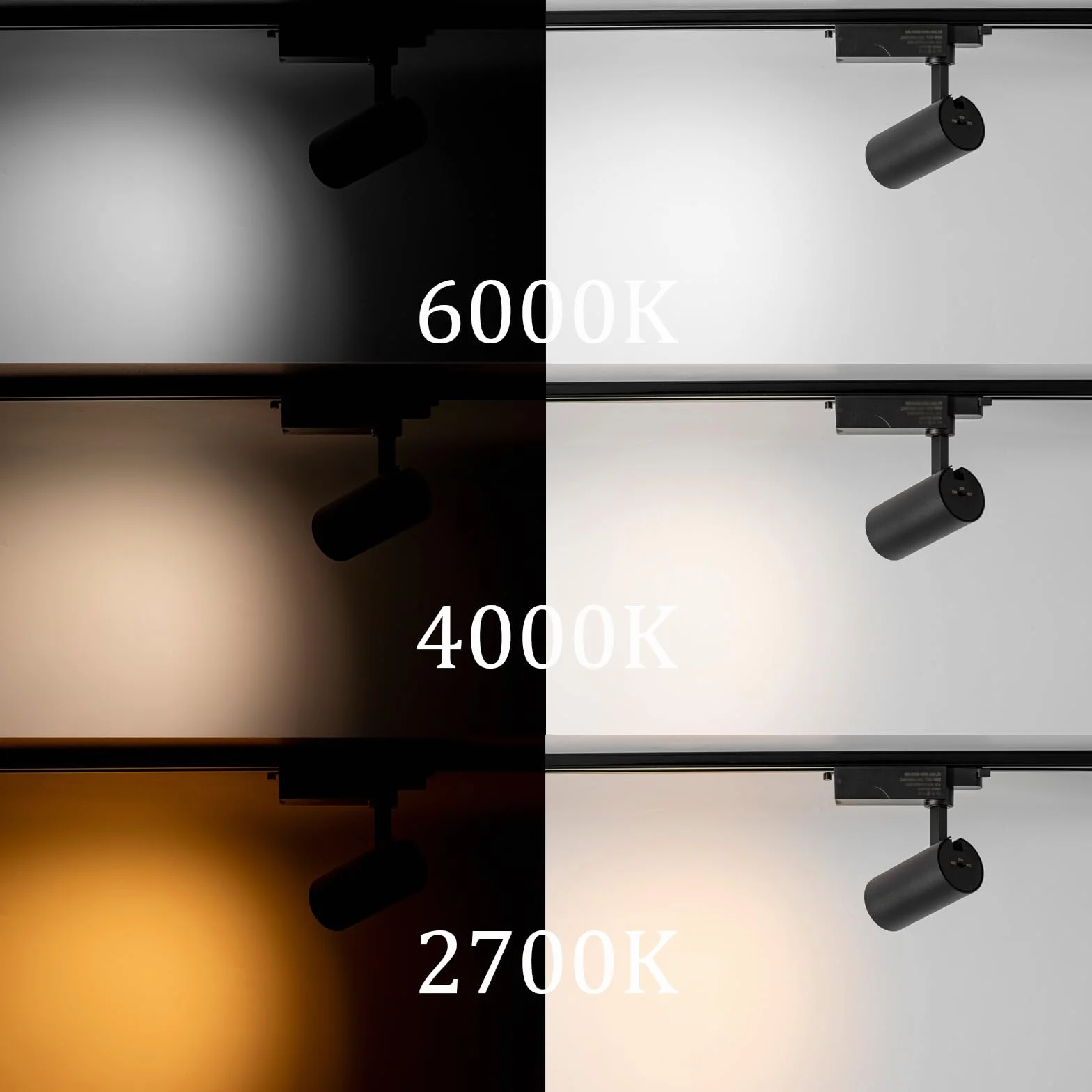 Alpinaluz Foco LED carril monofásico 20W CCT seleccionable 2700K-4000K-6000K CRI90 2000lm apertura 40º cabezal orientable IP20