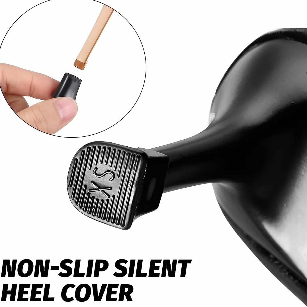 JEYORZY 8 pares protectores de tacón alto antideslizantes antirruido negro