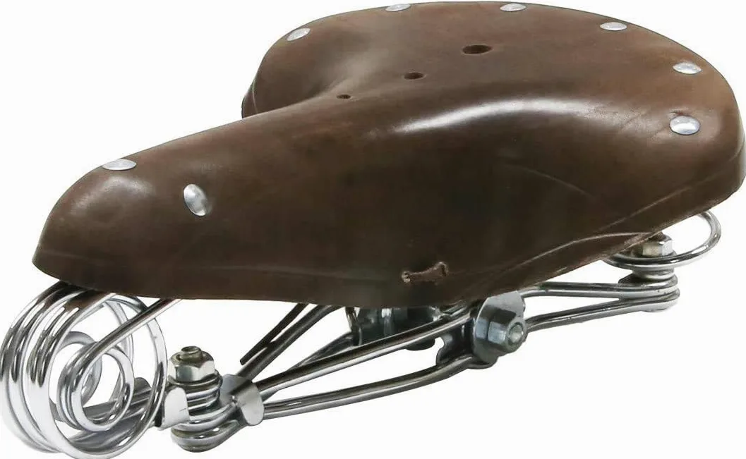 TentHome Sillín de Bicicleta Vintage de Cuero Sillín de Muelle Helicoidal para Hombres Mujeres, Café