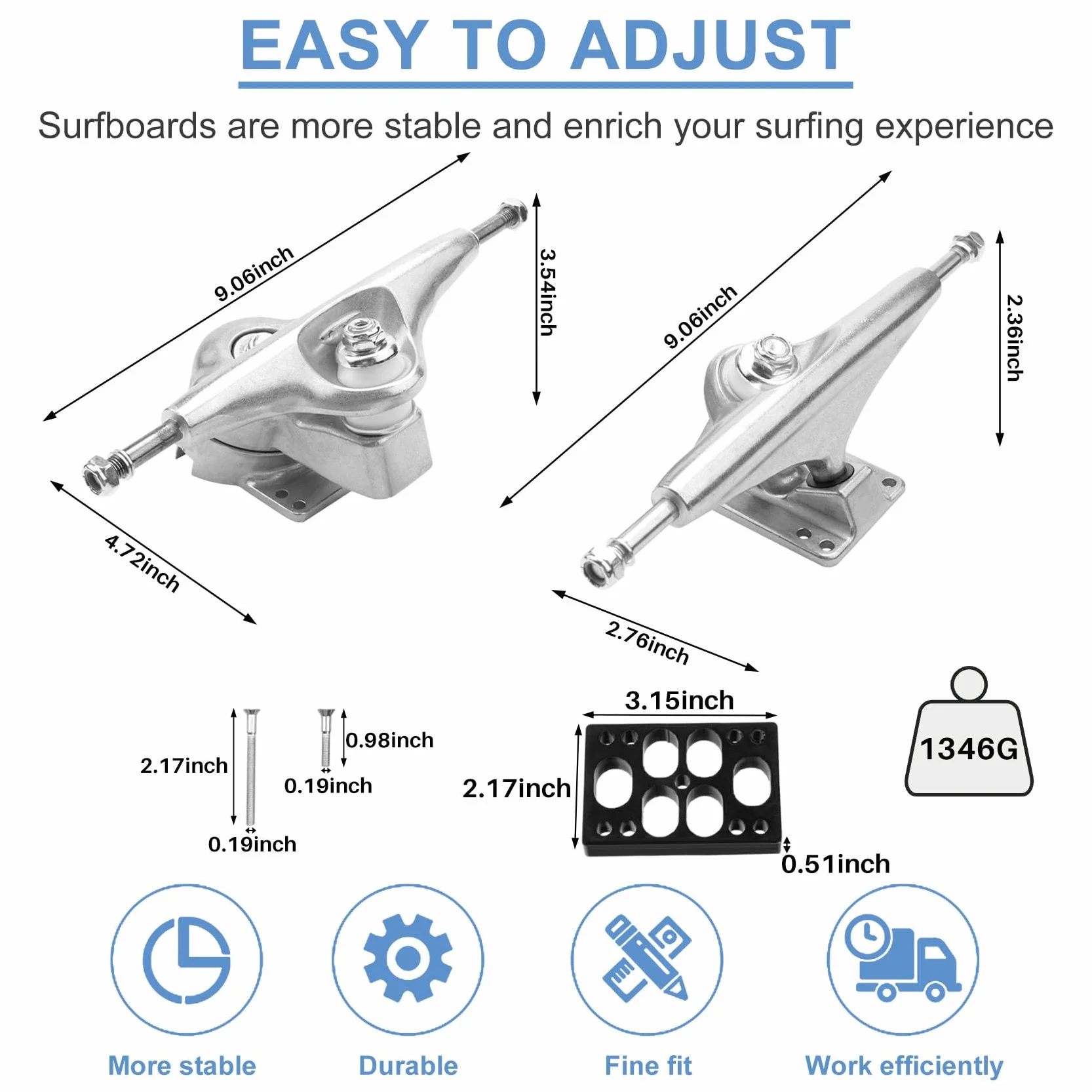 Land Surf Skateboard Eje para S6 Rojo BruCke Surfskate Skateboard Adapter,Plata Junta Set