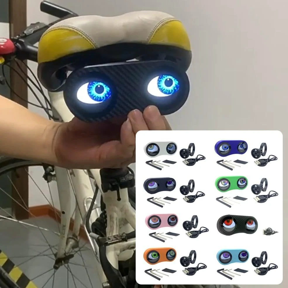 Luz trasera de la bicicleta de los ojos del demonio, luces traseras de la bicicleta de los ojos programables impermeables, luz trasera de la bicicleta de los ojos del diablo recargable USB inteligente