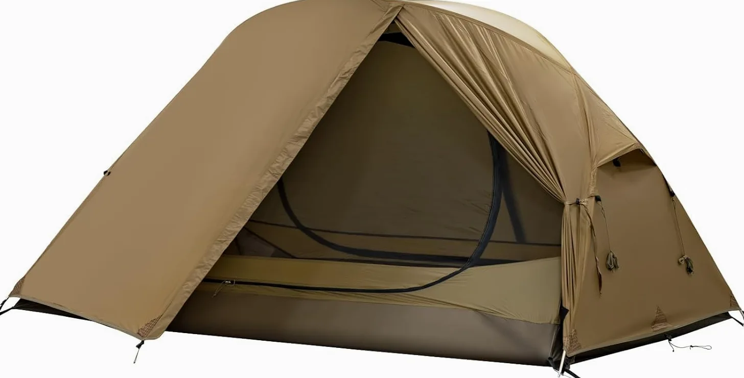TOMOUNT Tienda de campaña ultraligera para 1-2 personas, de nailon, tamaño pequeño, 4 temporadas, impermeable y resistente al viento, compacta para senderismo, camping, exterior