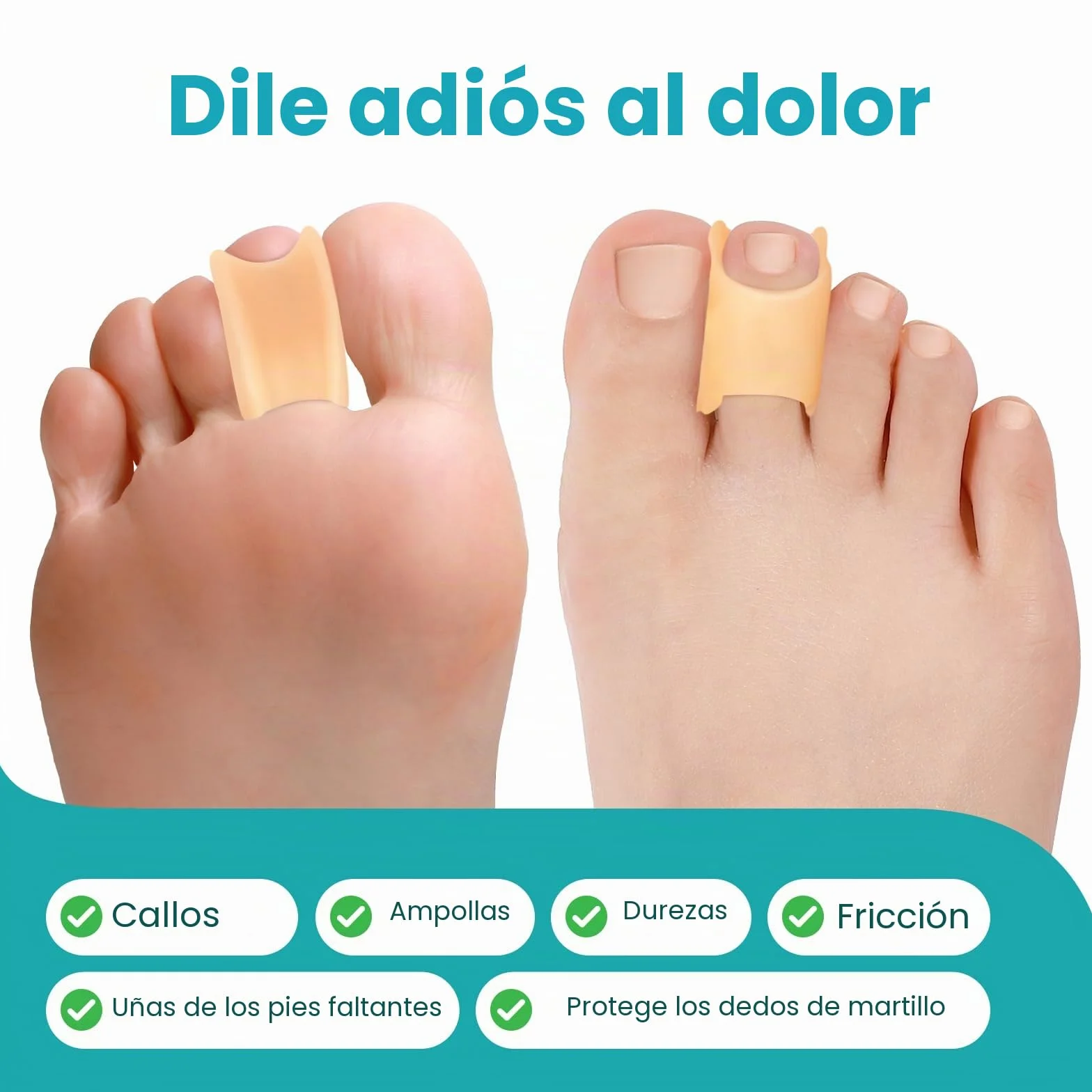 Corrector de dedos en martillo para mujeres - Enderezador de gel blando, realineación de dedos, 6 unidades, Grande, Beige