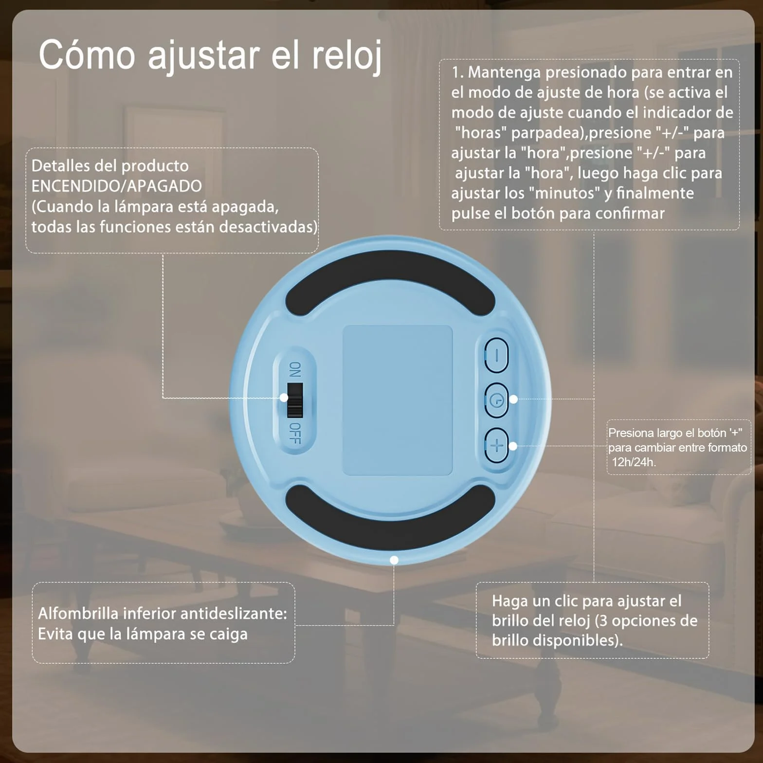 WOBANE Lámpara de Mesita de Noche Recargable USB 3600 mAh 3 Temperaturas de Color