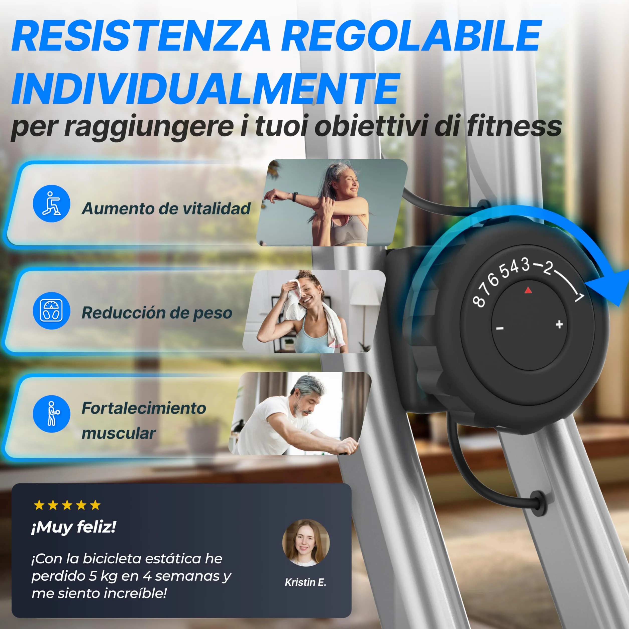 Ultrasport F-Bike, Entrenador Bicicleta, entrena casa, bicicleta aptitud plegable, computadora entrenamie integrada, sensores pulso mano, plegable, 8 niveles resistencia, ideal para mayores y jóvenes
