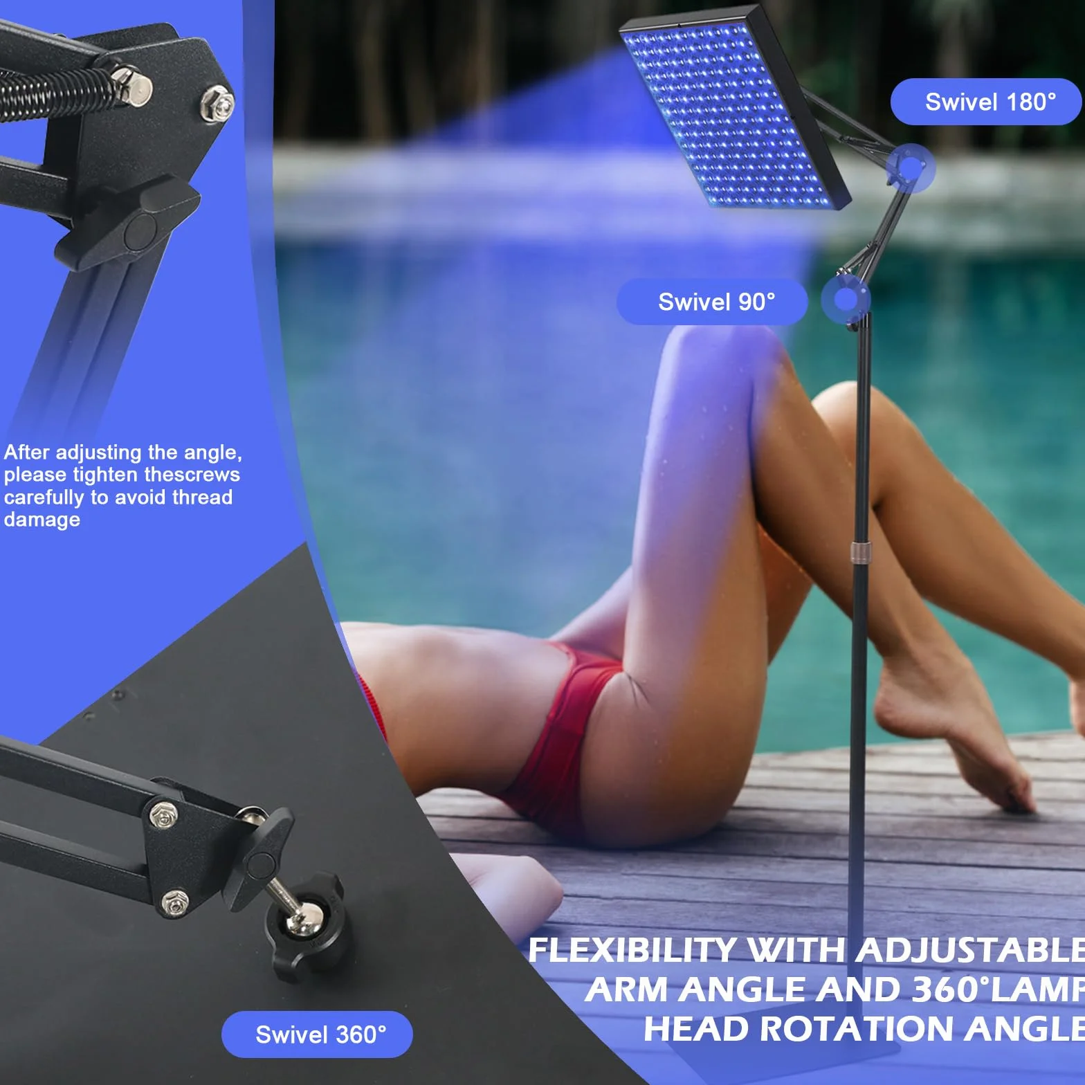 Lámpara Bronceadora 45W 460nm 225 LEDs Facial y Cuerpo con Soporte Ajustable