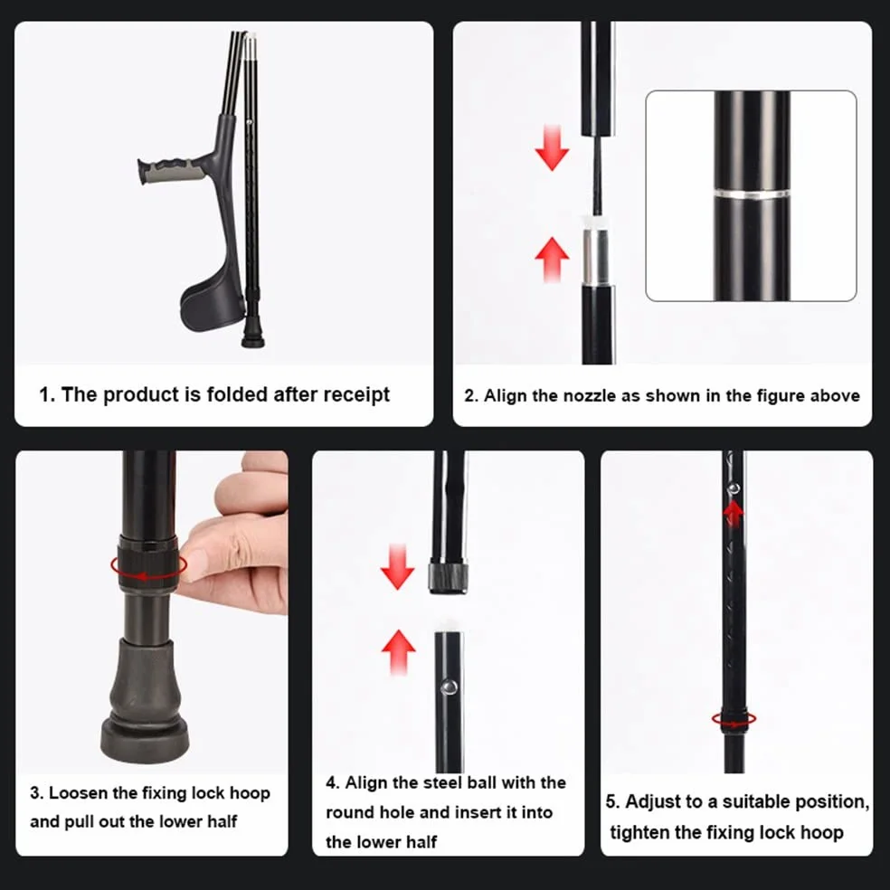 Muletas para adultos Mango ergonómico, muletas de antebrazo, muletas ajustables, muleta plegable, aluminio ligero ligero de aluminio ligero, discapacitados y discapacitados. Es tan amable de su parte