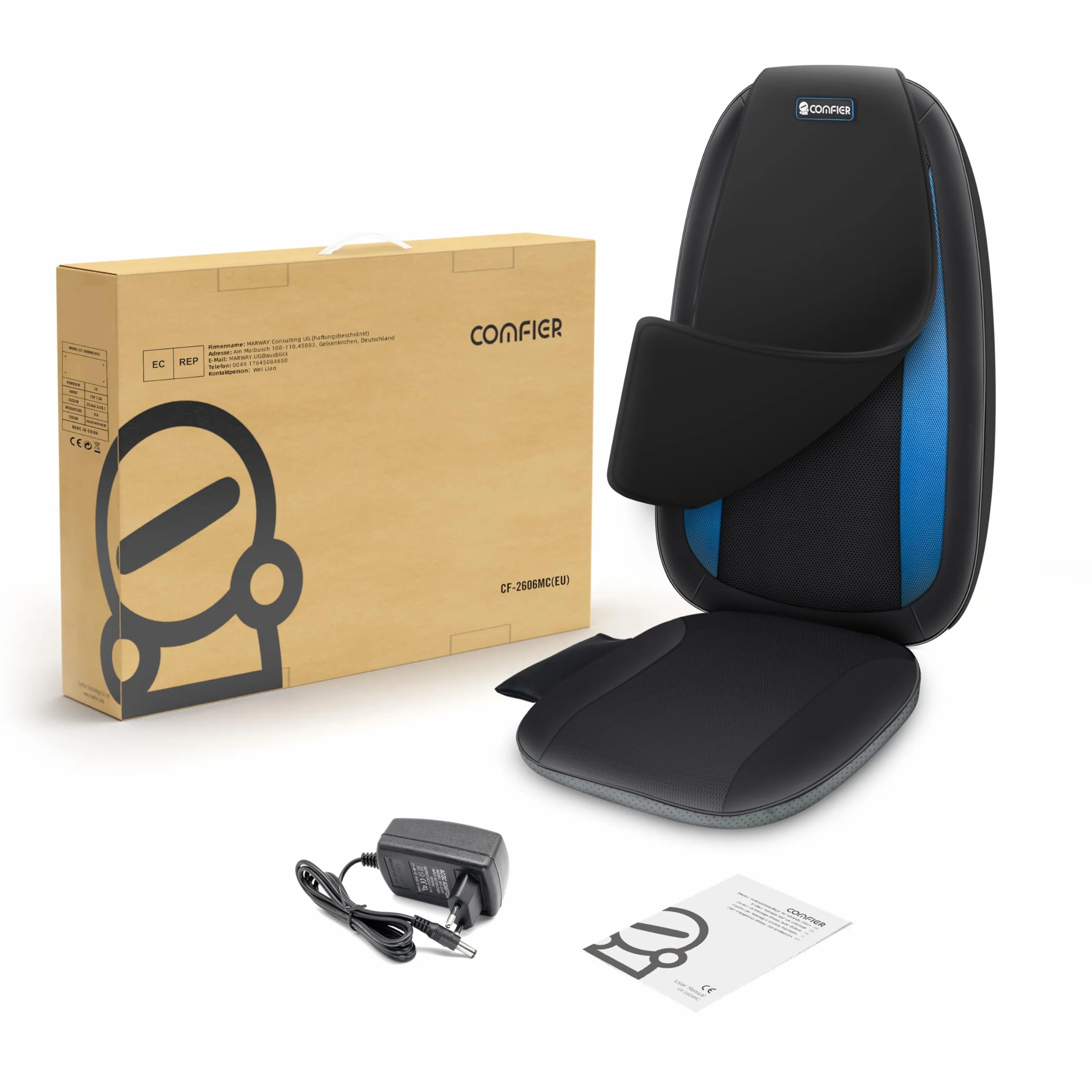 COMFIER cojín de masaje con calor para asiento y espalda