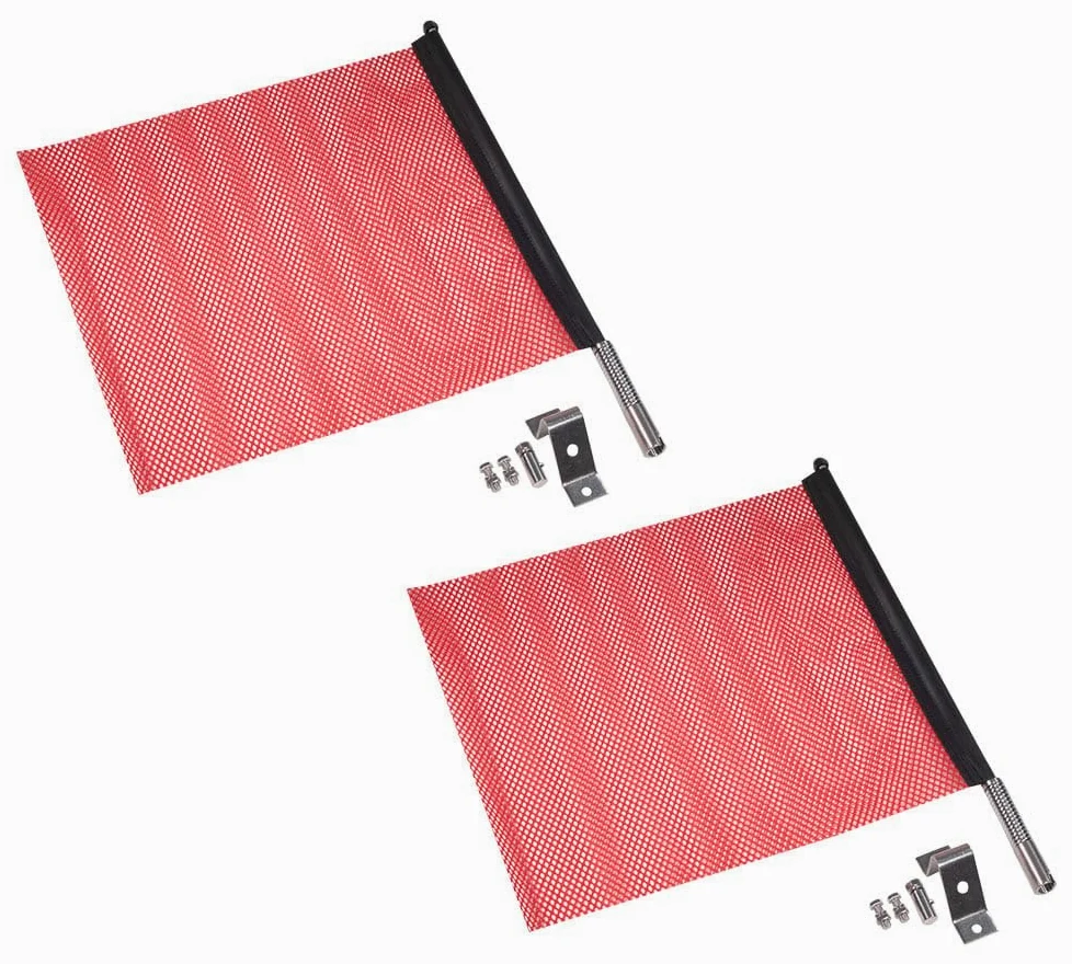 Mytee Products EZ Mount Bandera de advertencia roja de 45,72 x 45,72 cm, bandera de seguridad cumple con DOT | Carga de resorte rápida y fácil de desconectar – 2 unidades