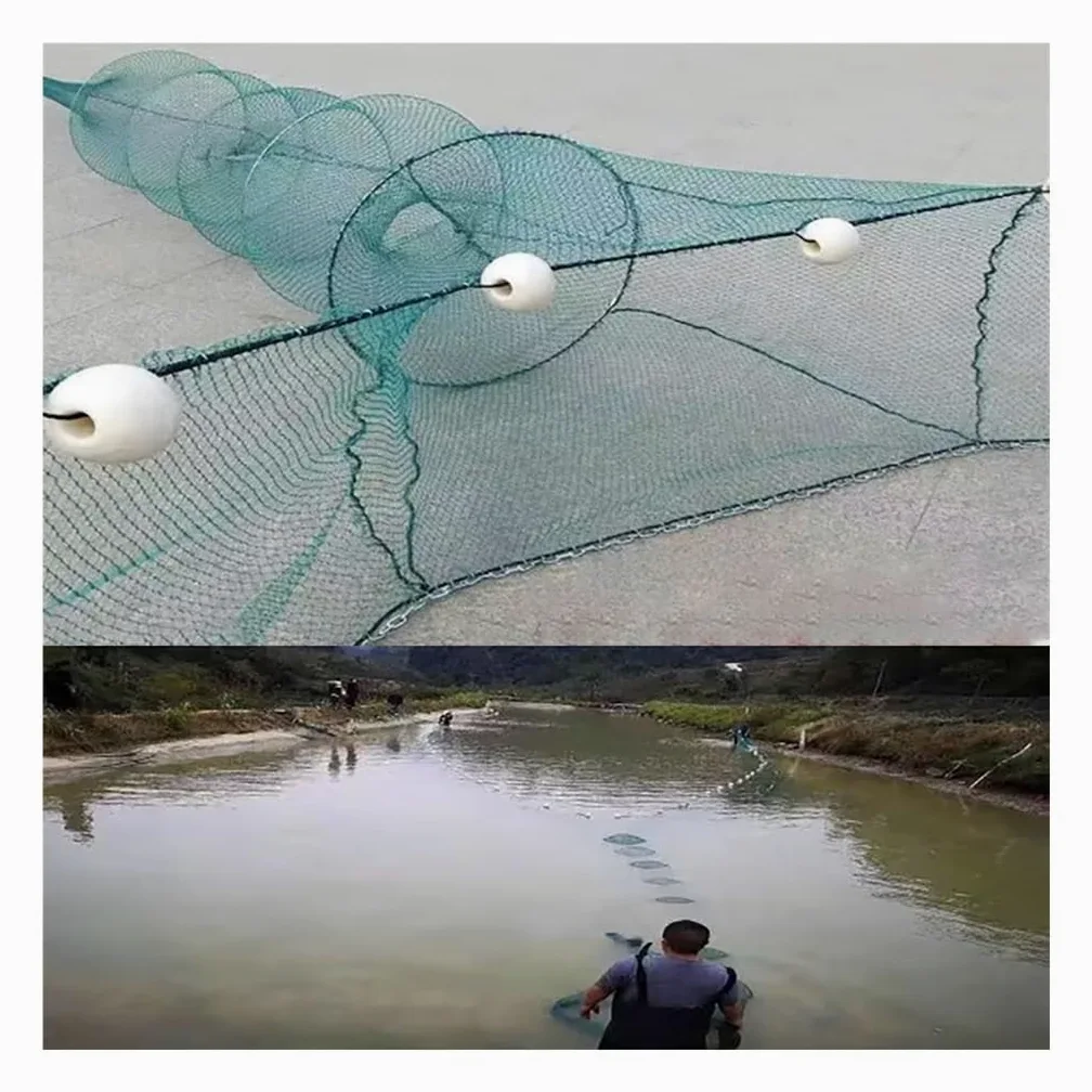 Red de Pesca con Trampa de Cebo Plegable en Forma de V, Trampa automática Plegable con padrastro y Anilla de Acero, Captura más Peces fácilmente