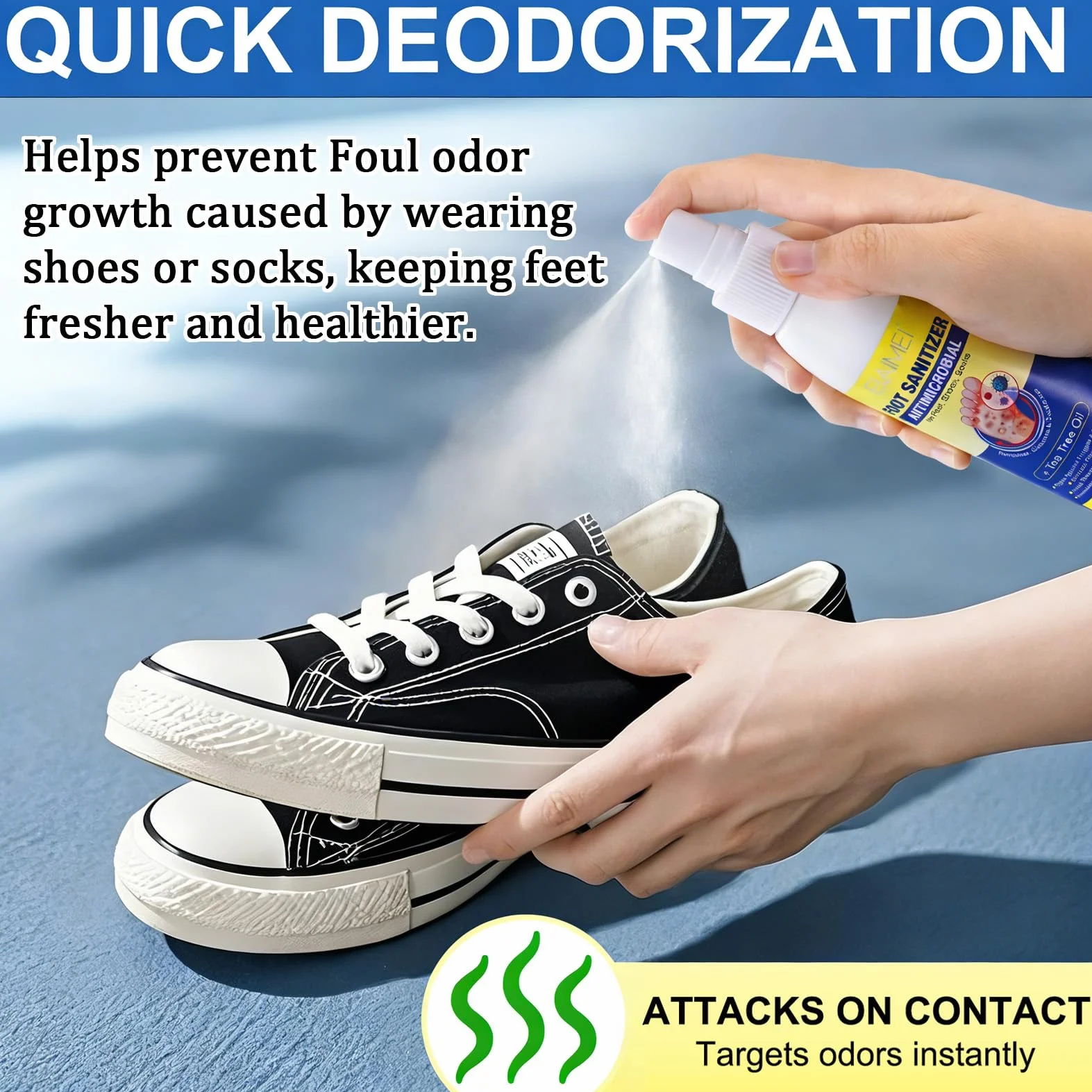 Spray para pies con aceite de árbol de té 120 ml, antimicótico para pie de atleta y eliminador de olor