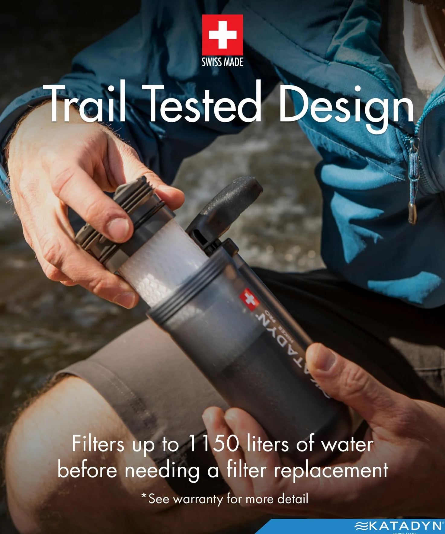 Katadyn Hiker Pro - Filtro de agua de bomba de mano para mochileros, camping, supervivencia de emergencia | 1 litro por minuto, 317.5 g ligero, filtración portátil para camping, mochileros, senderismo y supervivencia