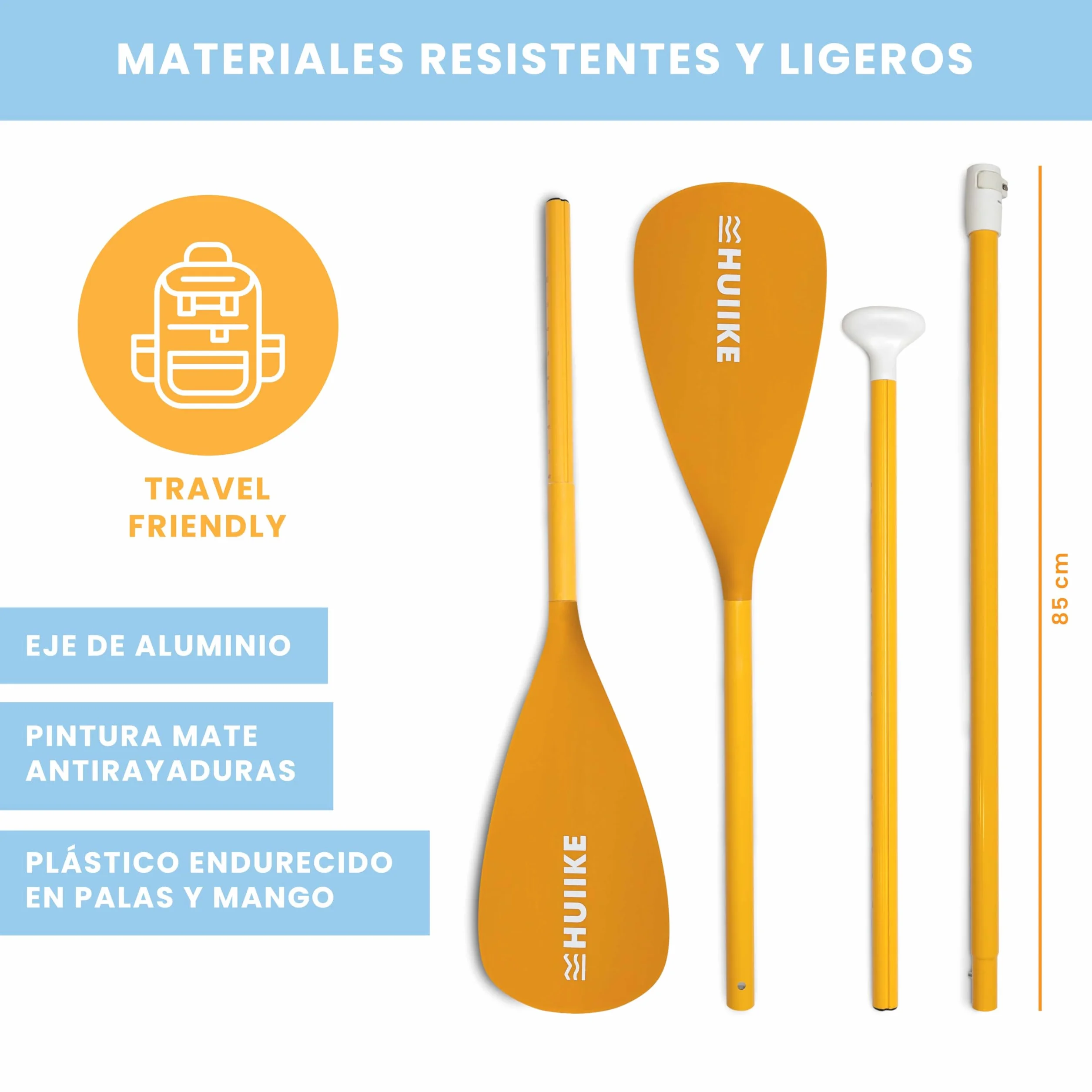 HUIIKE Remo Paddle Surf 2 en 1 de Aluminio Remo Doble Paddle Surf 4 Piezas Desmontable para Pádel Sup Board Hinchable | Pala Ajustable de Fácil Transporte para Kayak y Padel, Set Accesorios Sup