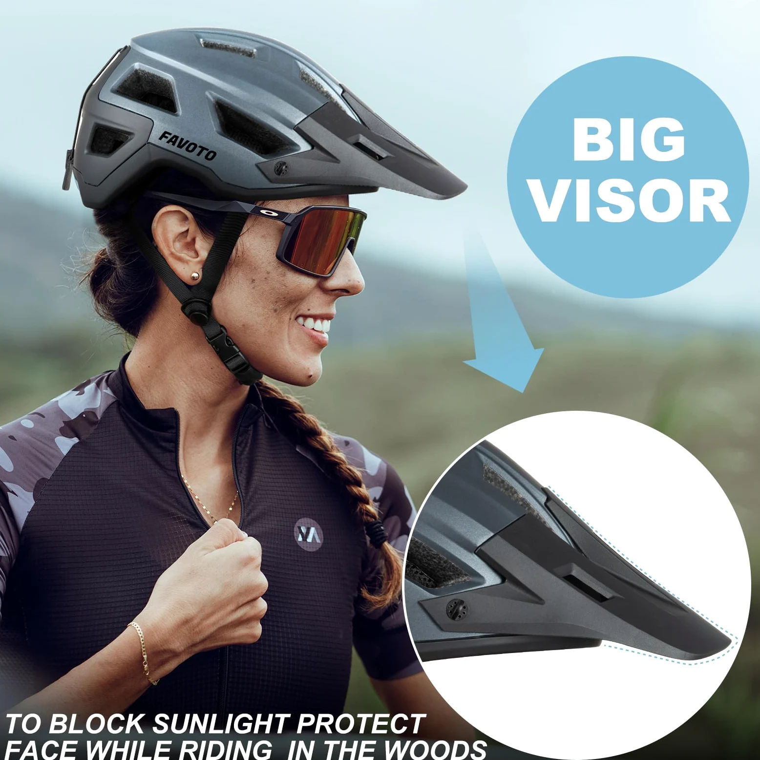 Favoto Casco de Bicicleta de montaña Ligero, Casco de Bicicleta de montaña y Carretera para Hombres y Mujeres, Certificado CE, Transpirable, Ajustable, Casco de Ciclismo para Adultos y jóvenes