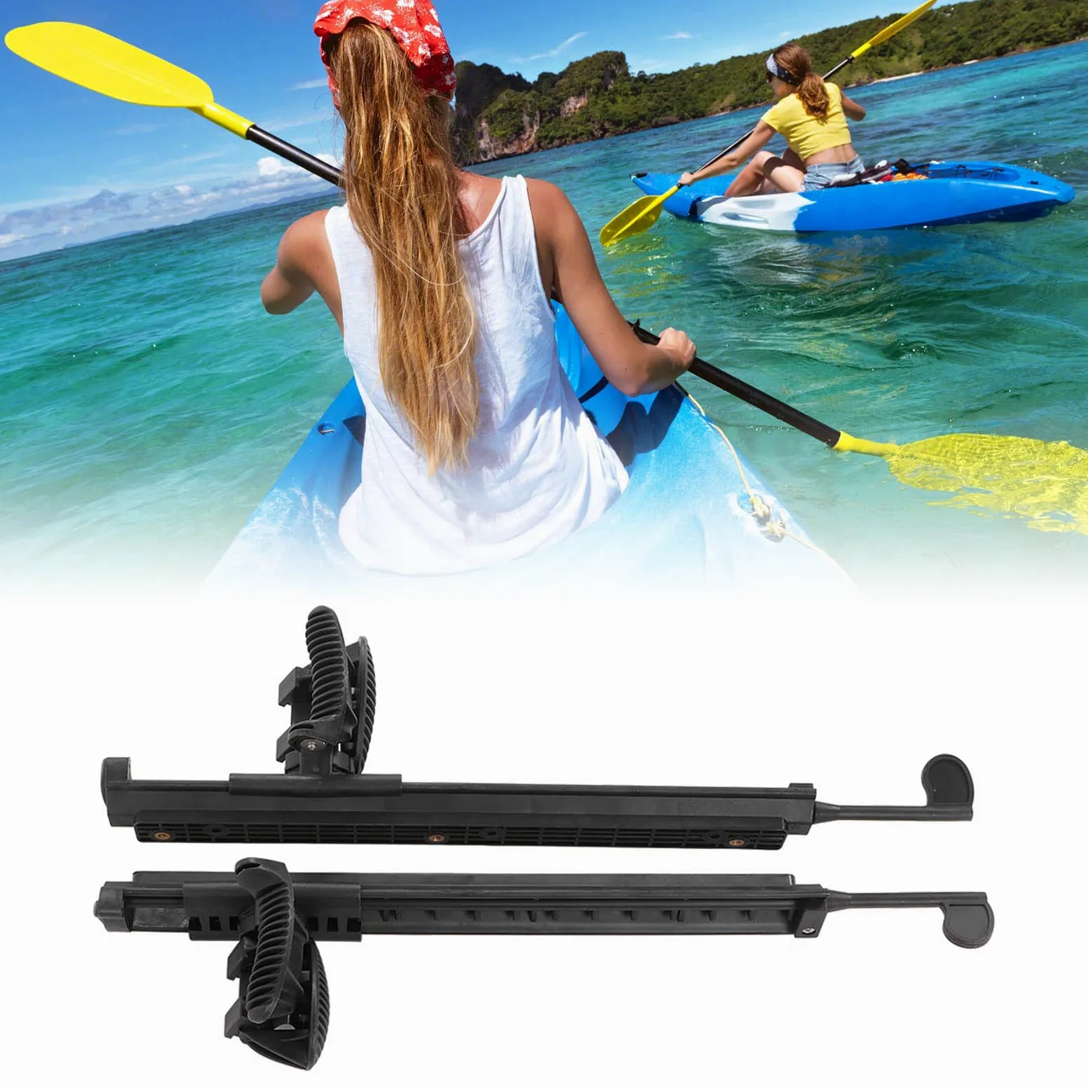 Clavijas de Kayak, Ajustables con Indicadores Izquierdo y Derecho, Pedales Soporte de Nylon 2 Unidades, for Navegación Recreativa, Pesca en Agua Dulce y Deportes Acuáticos