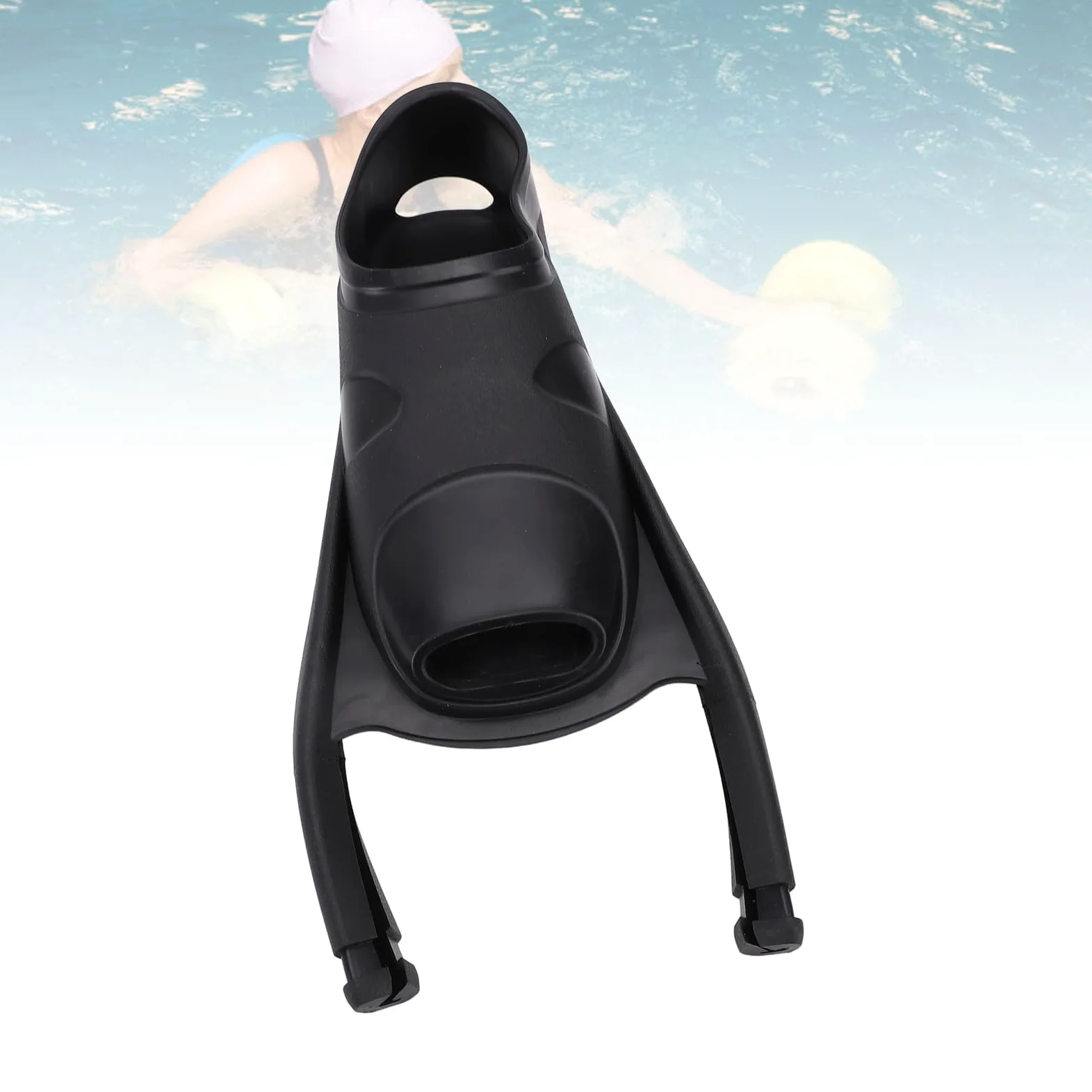 Aleta de buceo con bolsillo para pies, TPR Longblade, aleta de buceo de ala larga, bolsillo para pies para equipo de natación, color negro