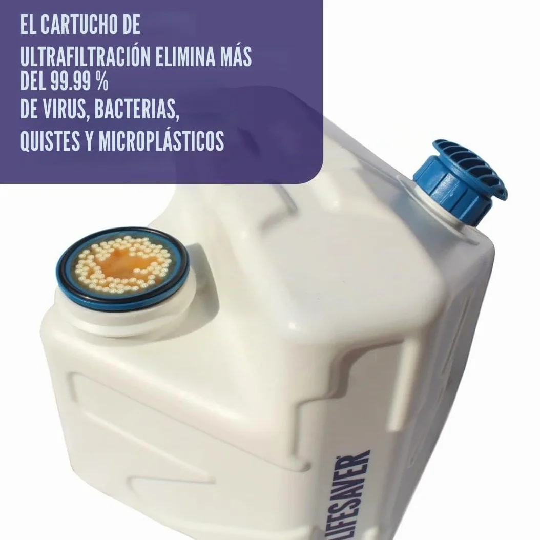 LifeSaver Cube Filtro Agua Portátil | Purifica Hasta 5000 Litros, 99,99% de Bacterias, Virus, Microplásticos - Capacidad 5L, Kit Supervivencia, Camper Furgoneta Accesorios, Emergencias